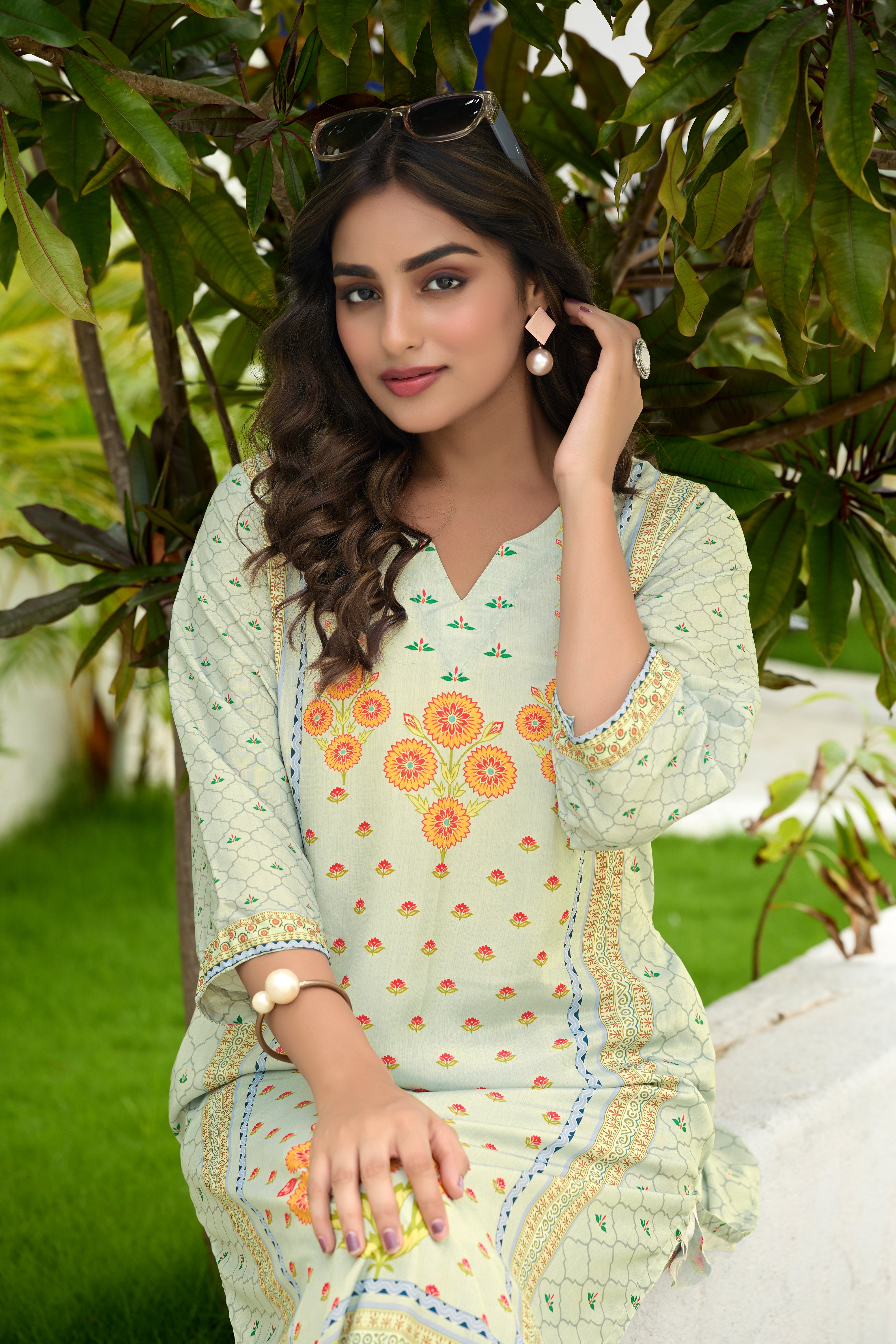 Kaaya Floral Printed Crape Kurta Set for Women – Elegant Comfort for Everyday Ease | Sucoon