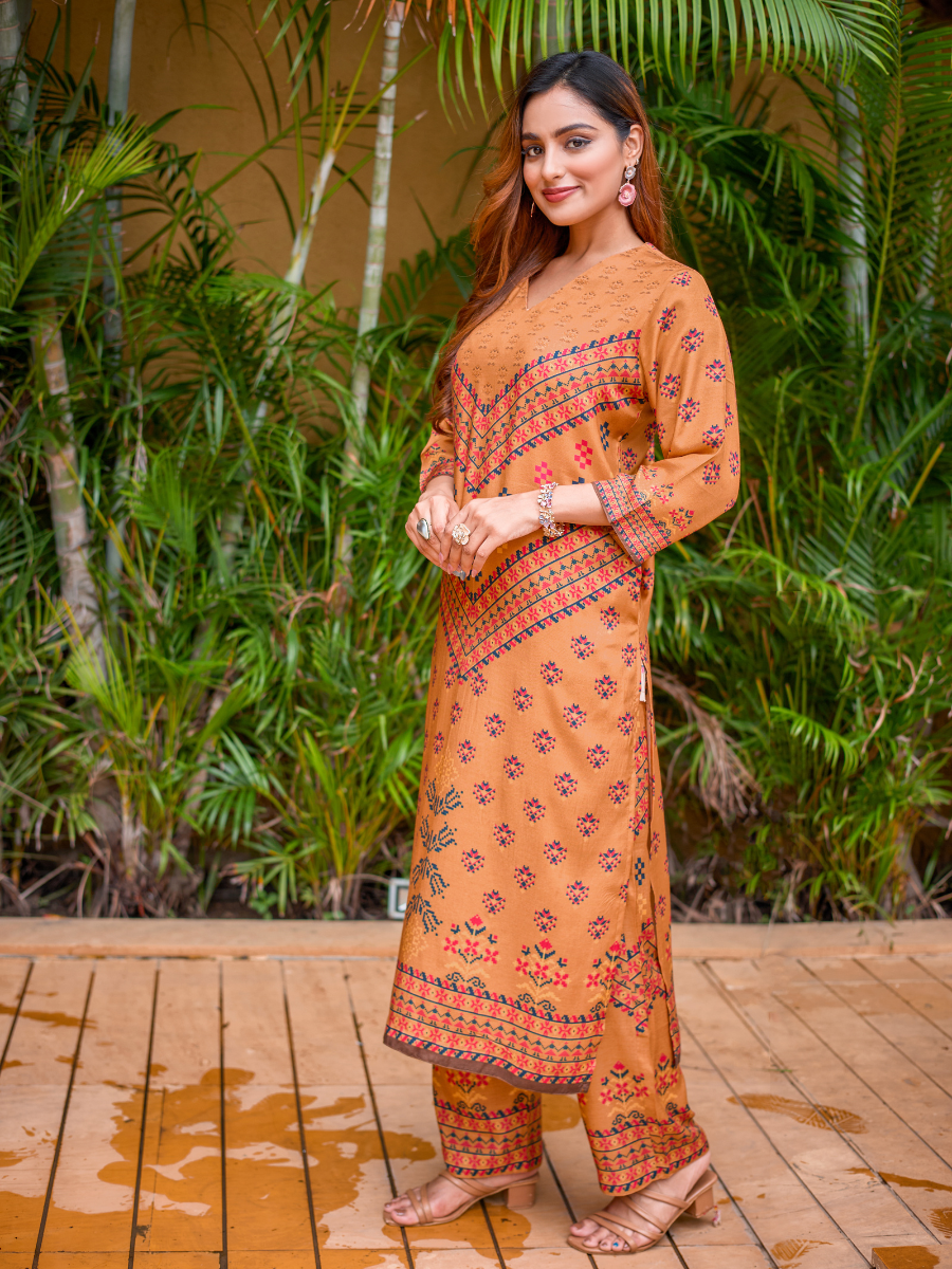 Sanjh Rust Pure Muslin Co-ord Set /Pant Set