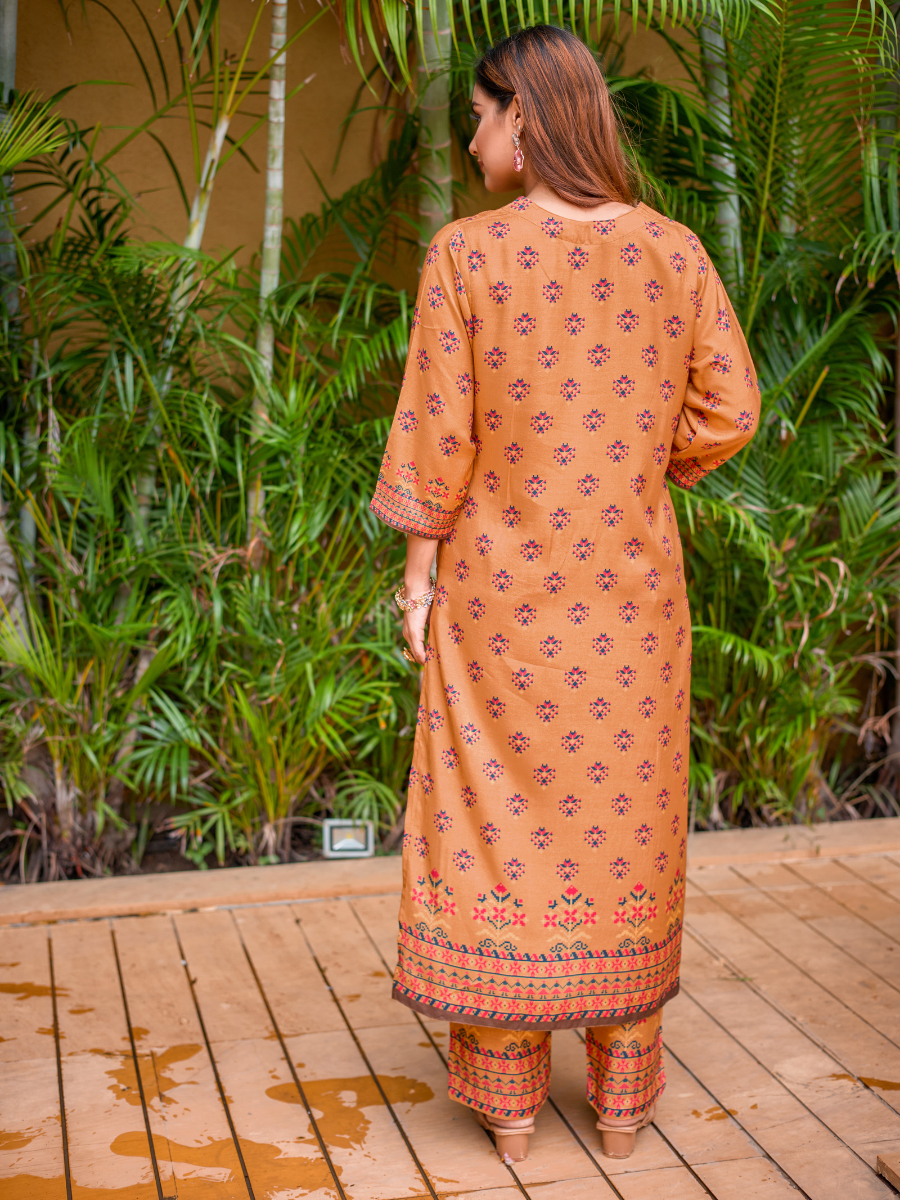 Sanjh Rust Pure Muslin Co-ord Set /Pant Set