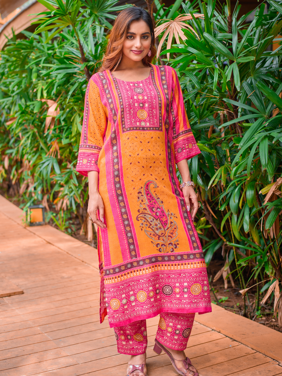 Sanjh Sunrise Pure Muslin Co-ord Set/Pant Set