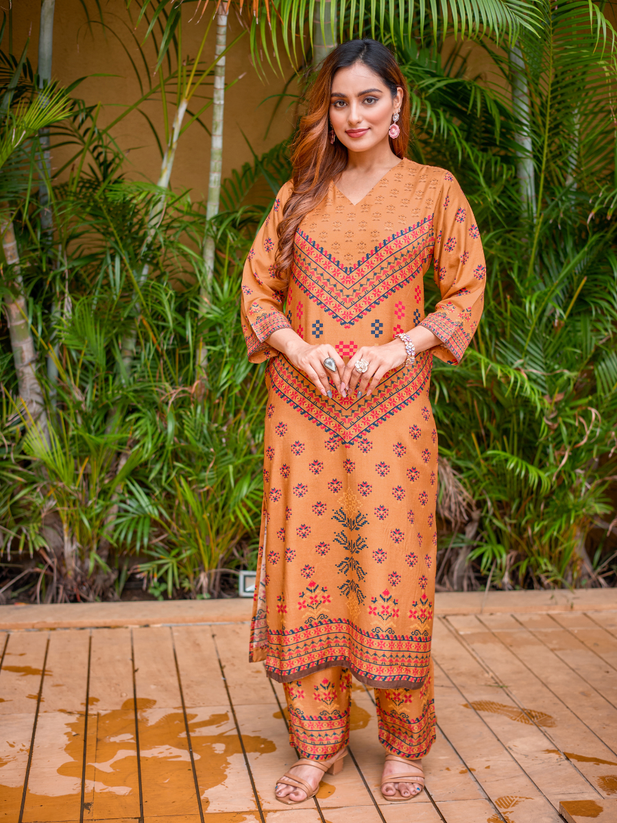 Sanjh Rust Pure Muslin Co-ord Set /Pant Set