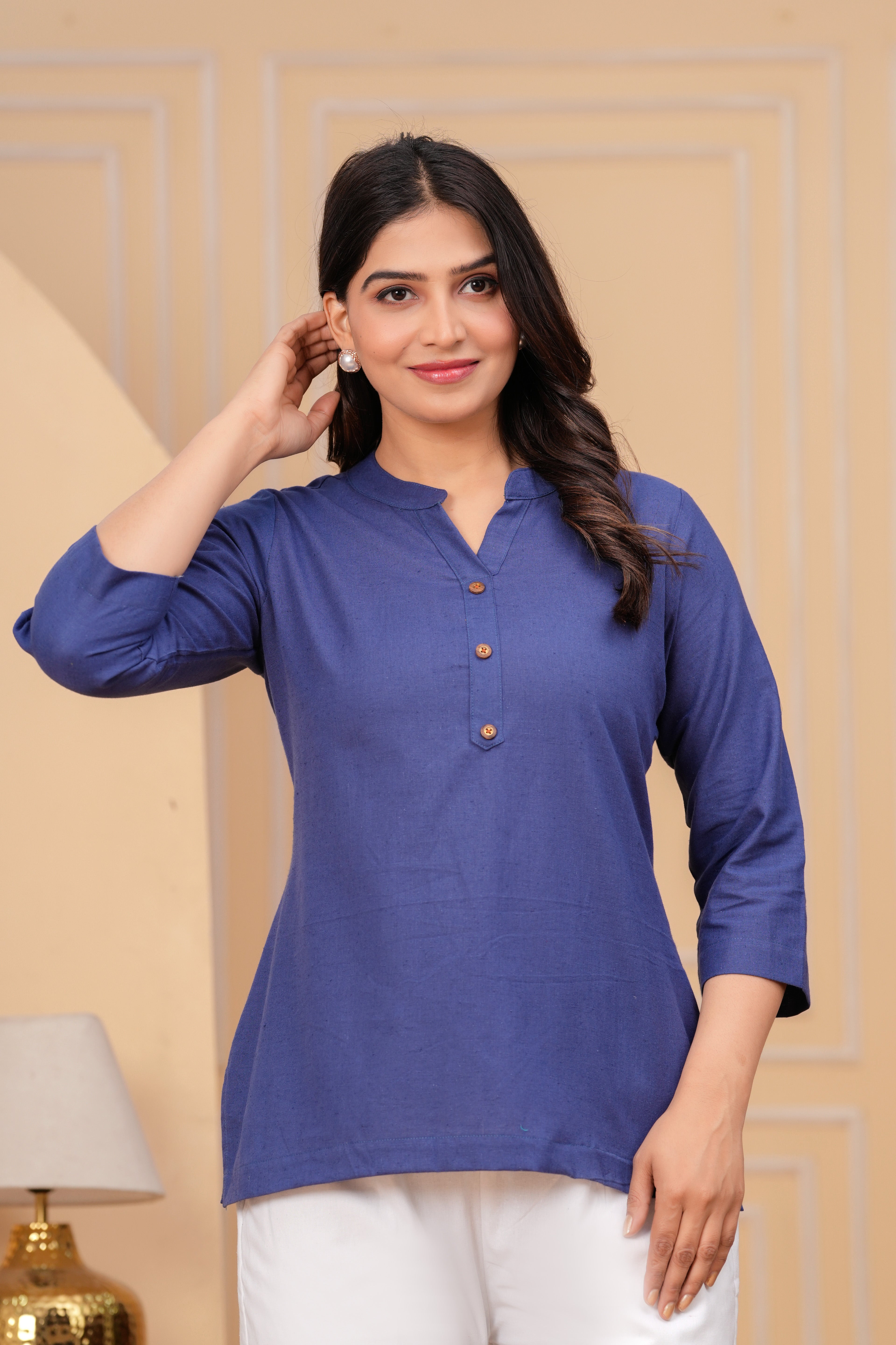 Linen Solid Short Kurta