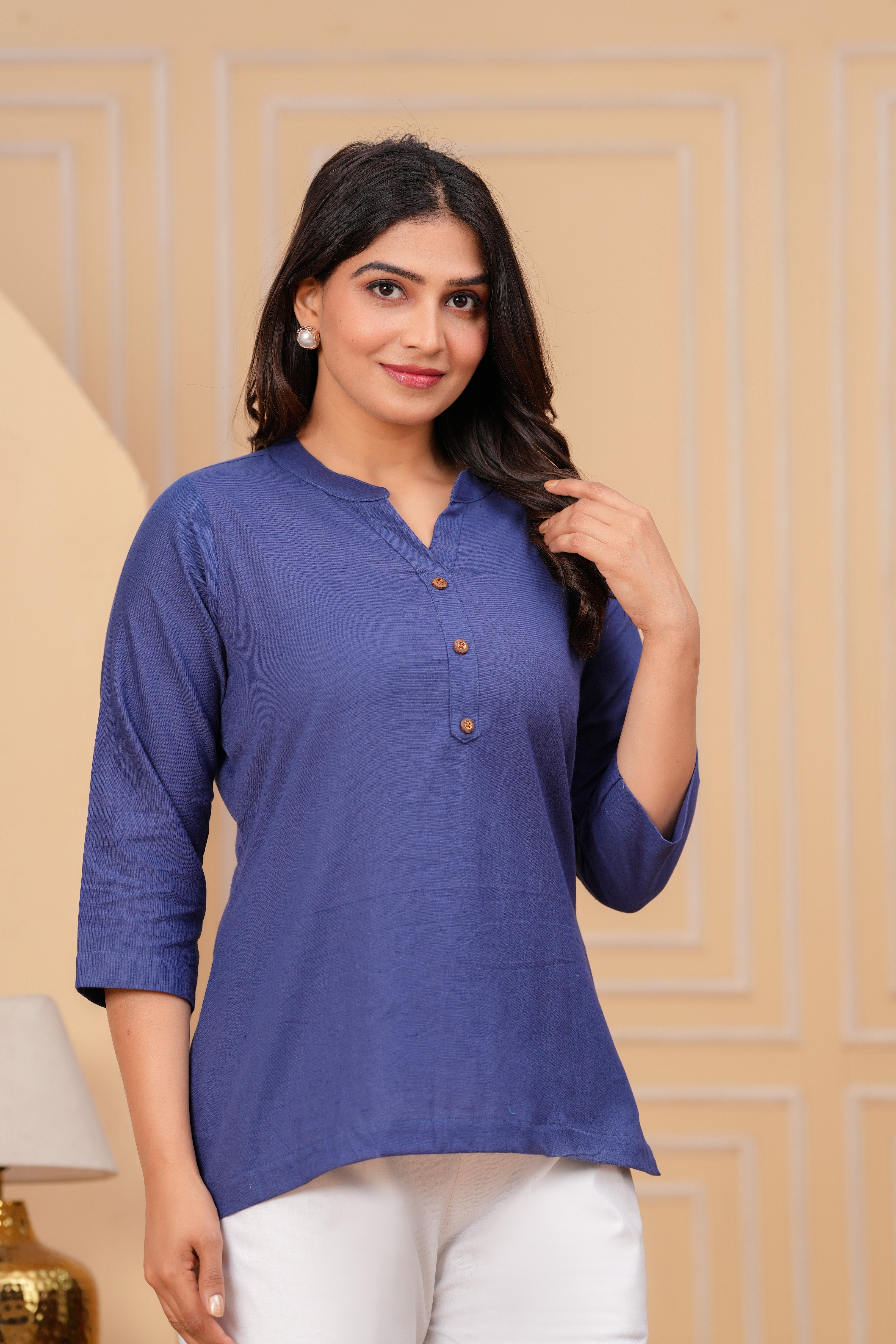 Linen Solid Short Kurta