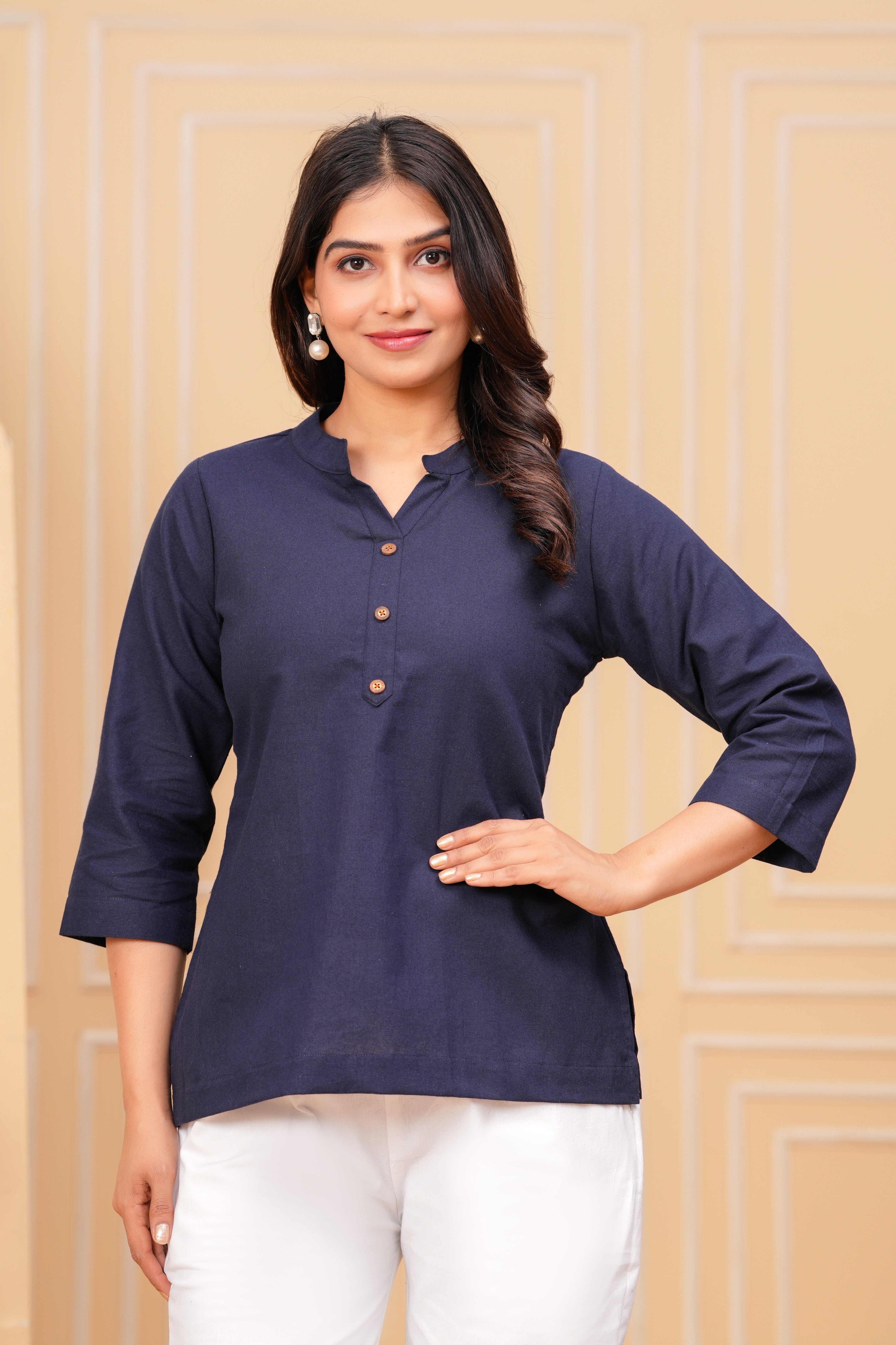 Linen Solid Short Kurta