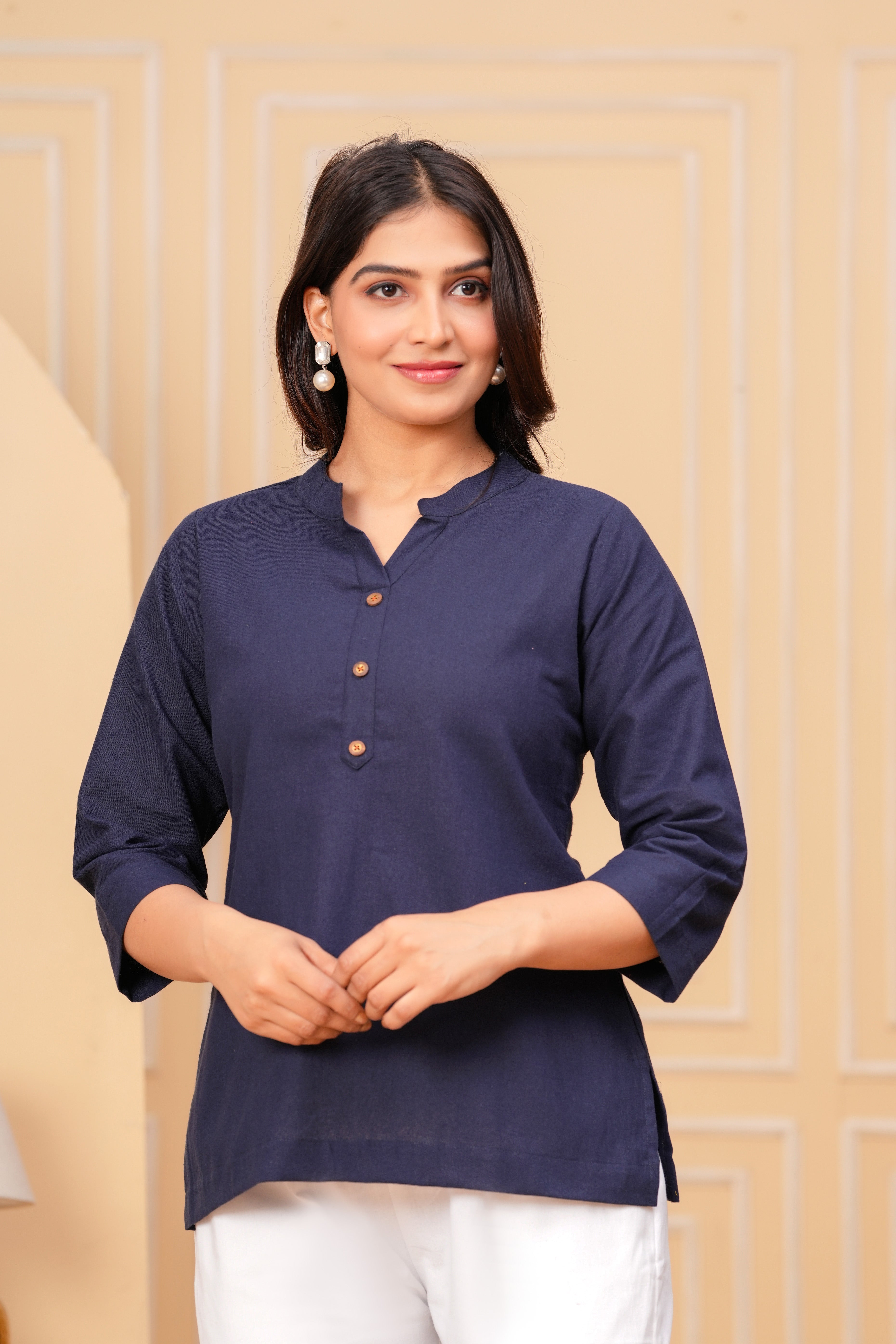 Linen Solid Short Kurta