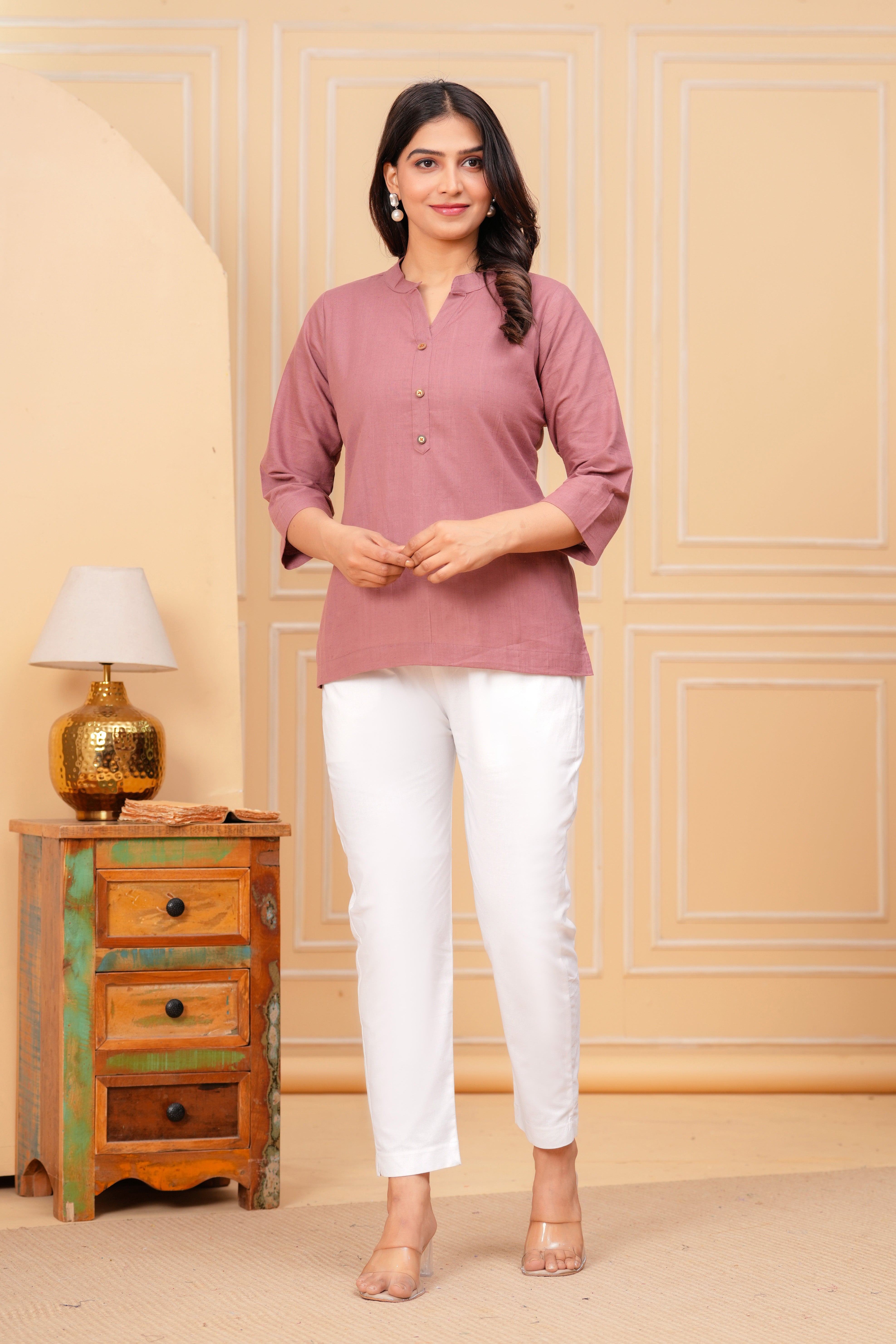 Linen Solid Short Kurta