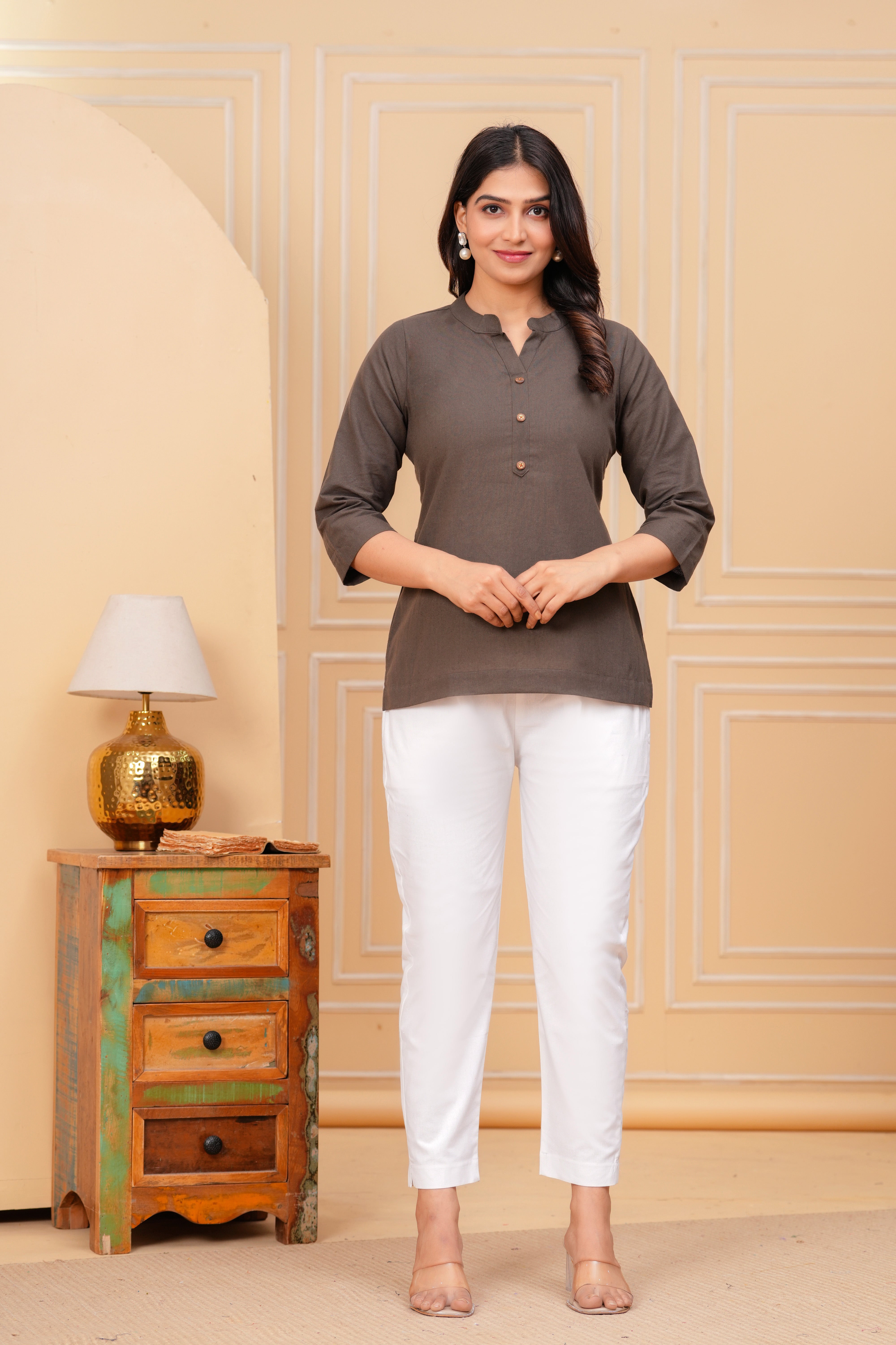 Linen Solid Short Kurta