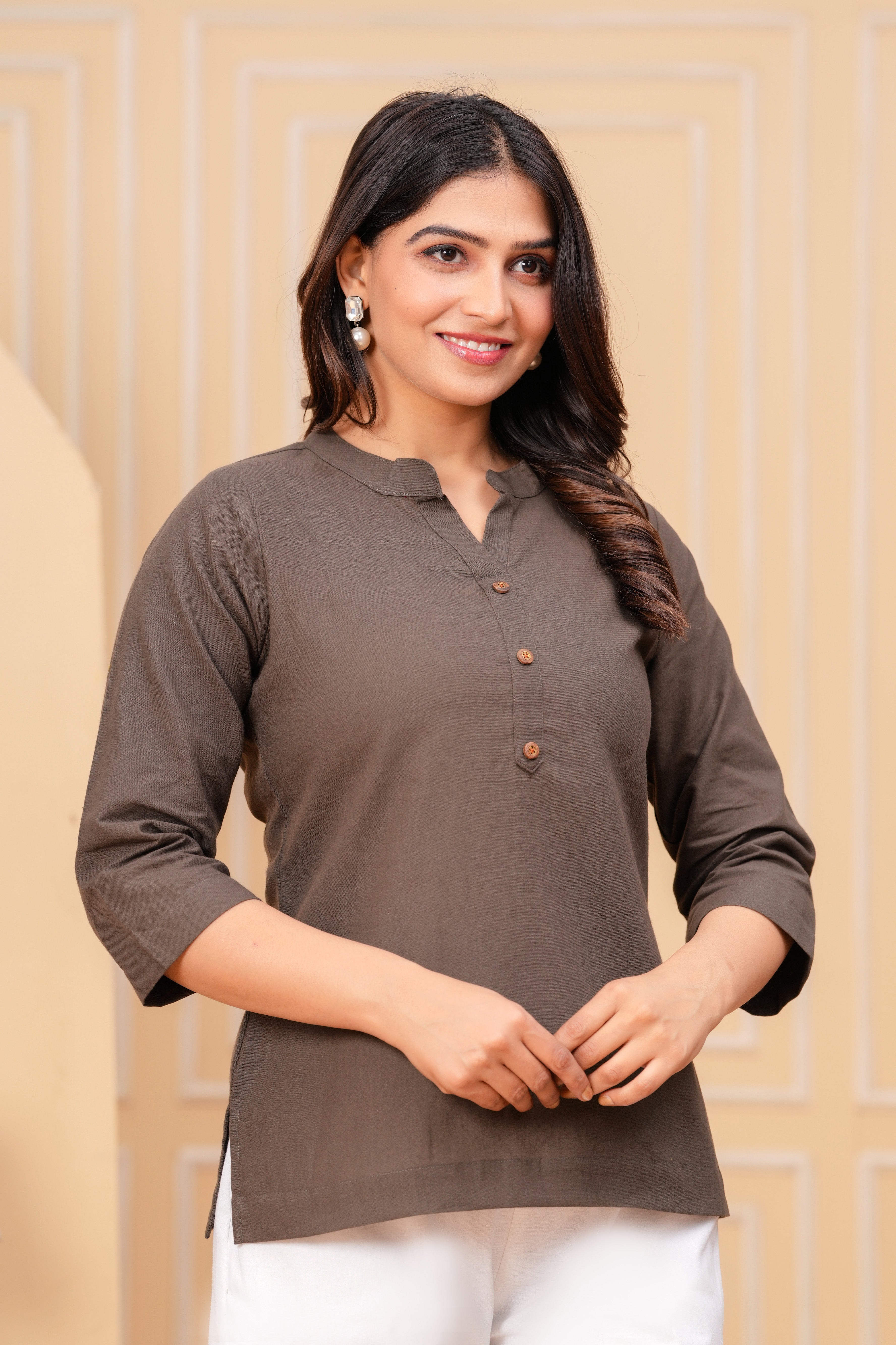 Linen Solid Short Kurta