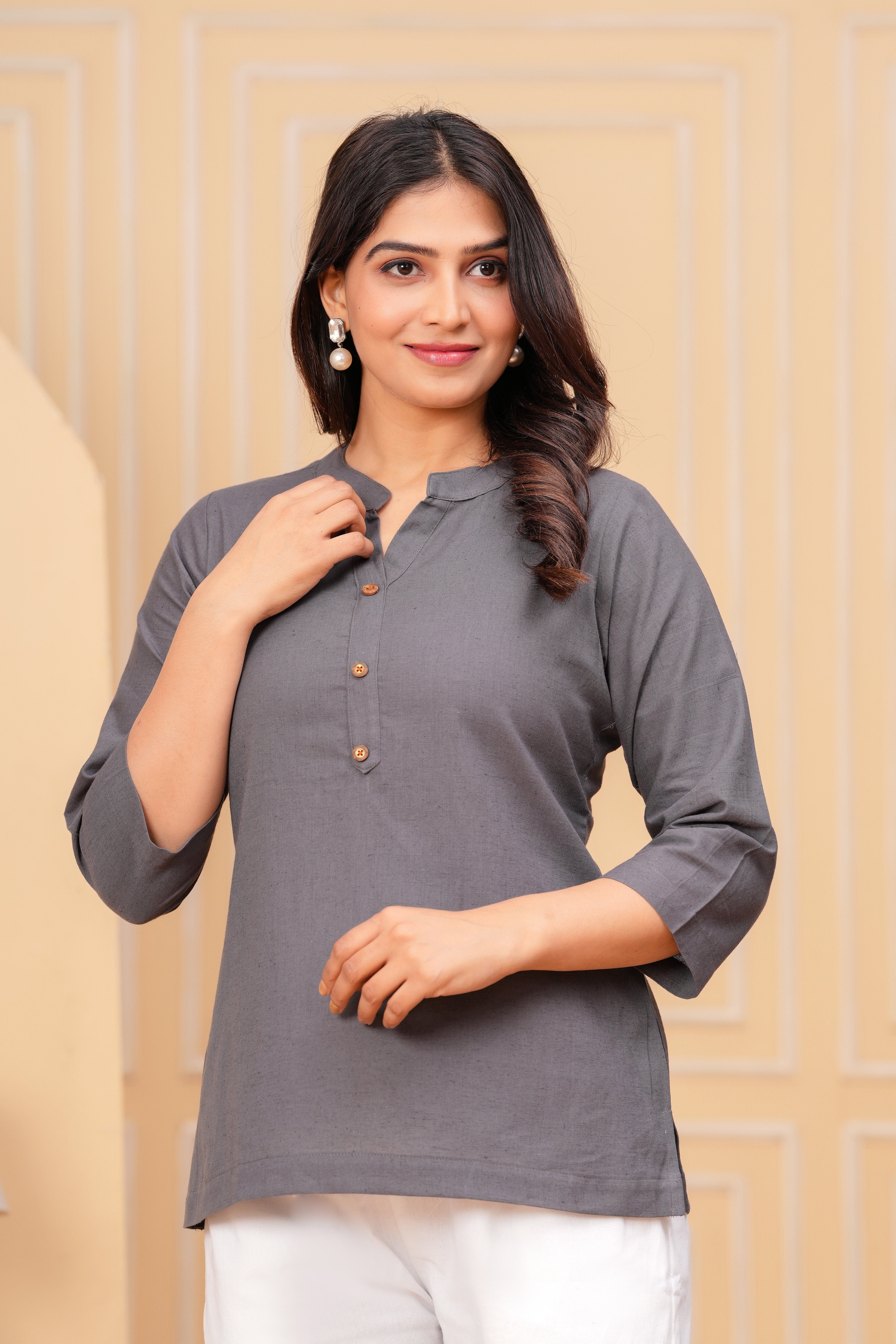 Linen Solid Short Kurta