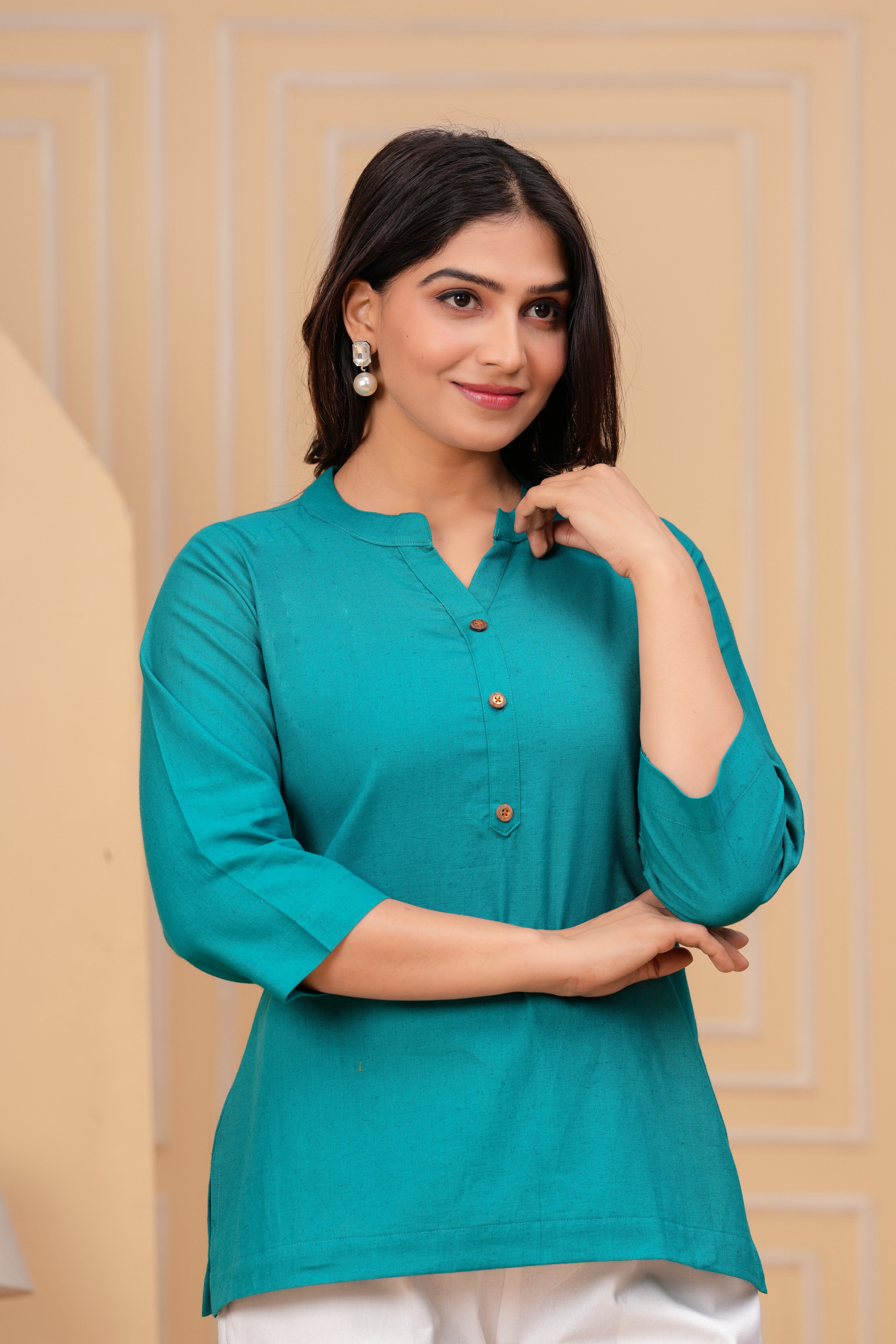 Linen Solid Short Kurta