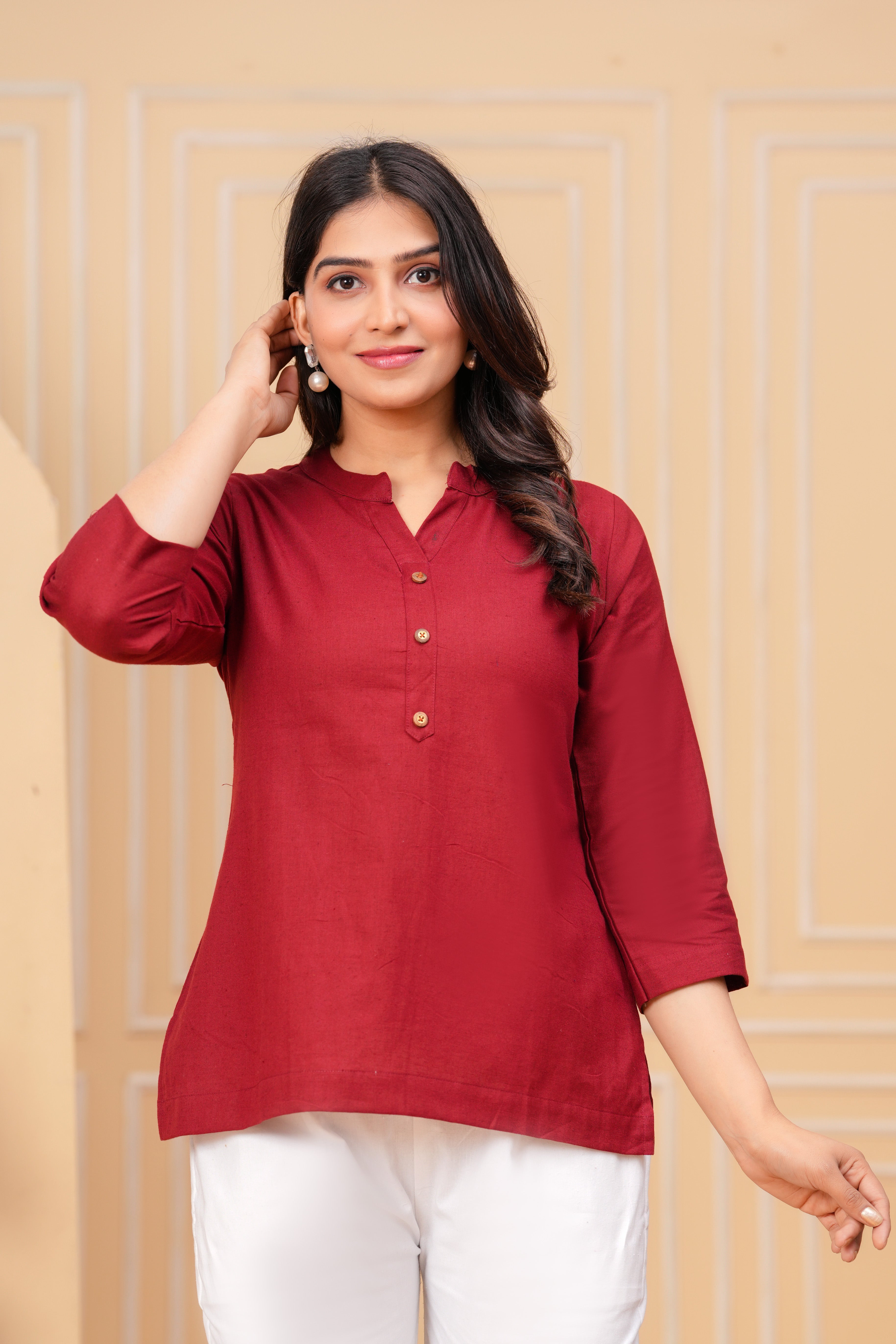 Linen Solid Short Kurta