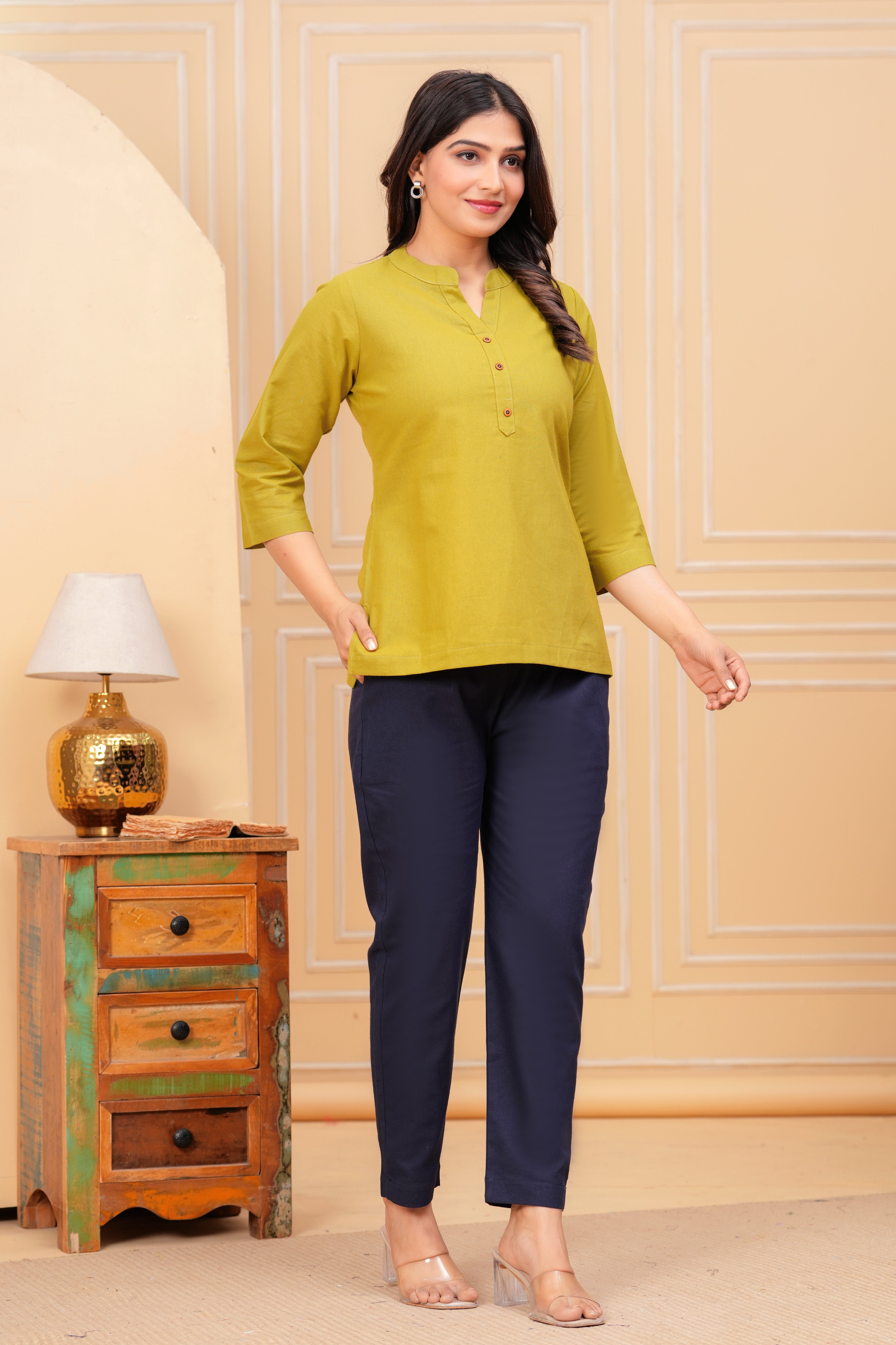 Linen Solid Short Kurta