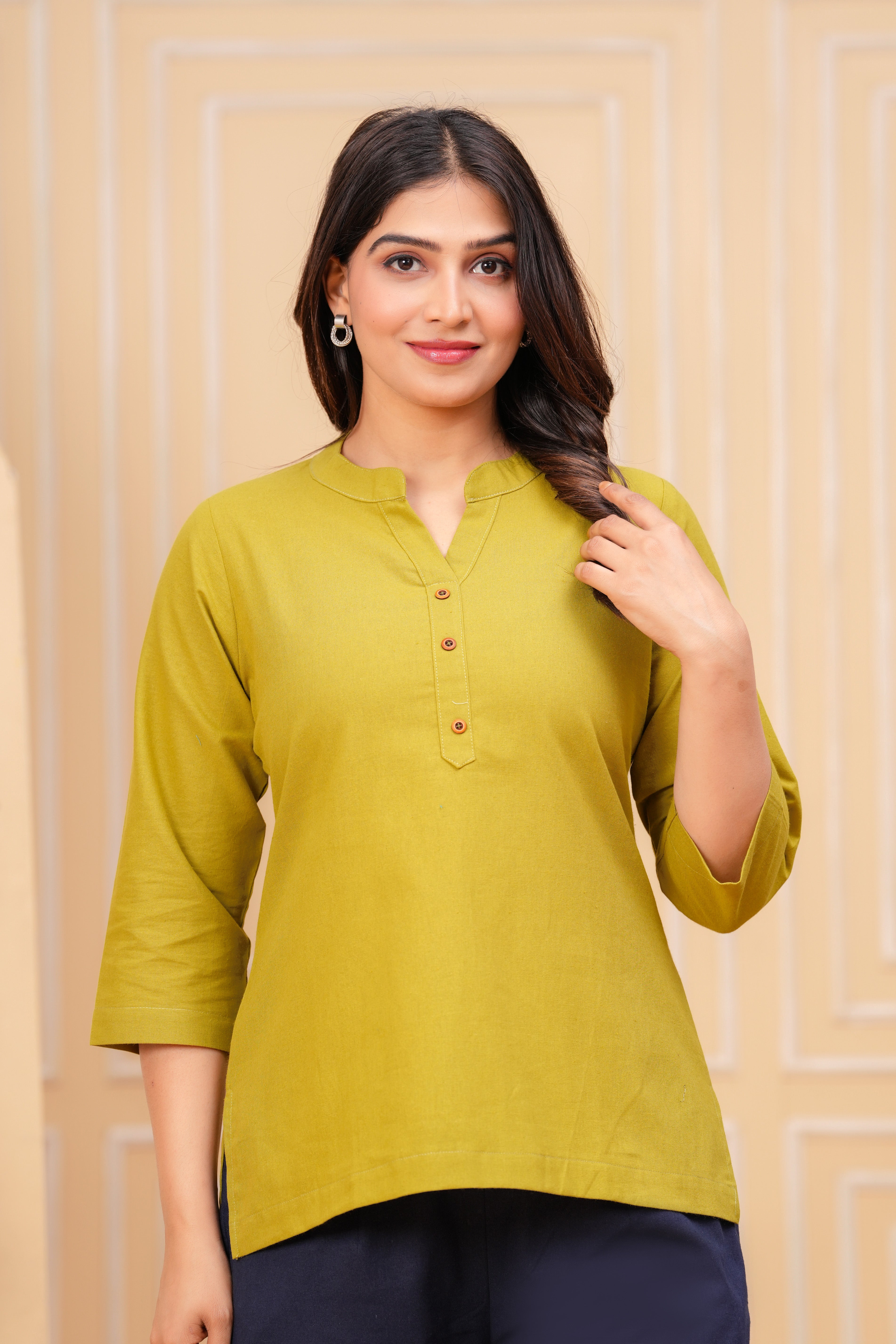 Linen Solid Short Kurta