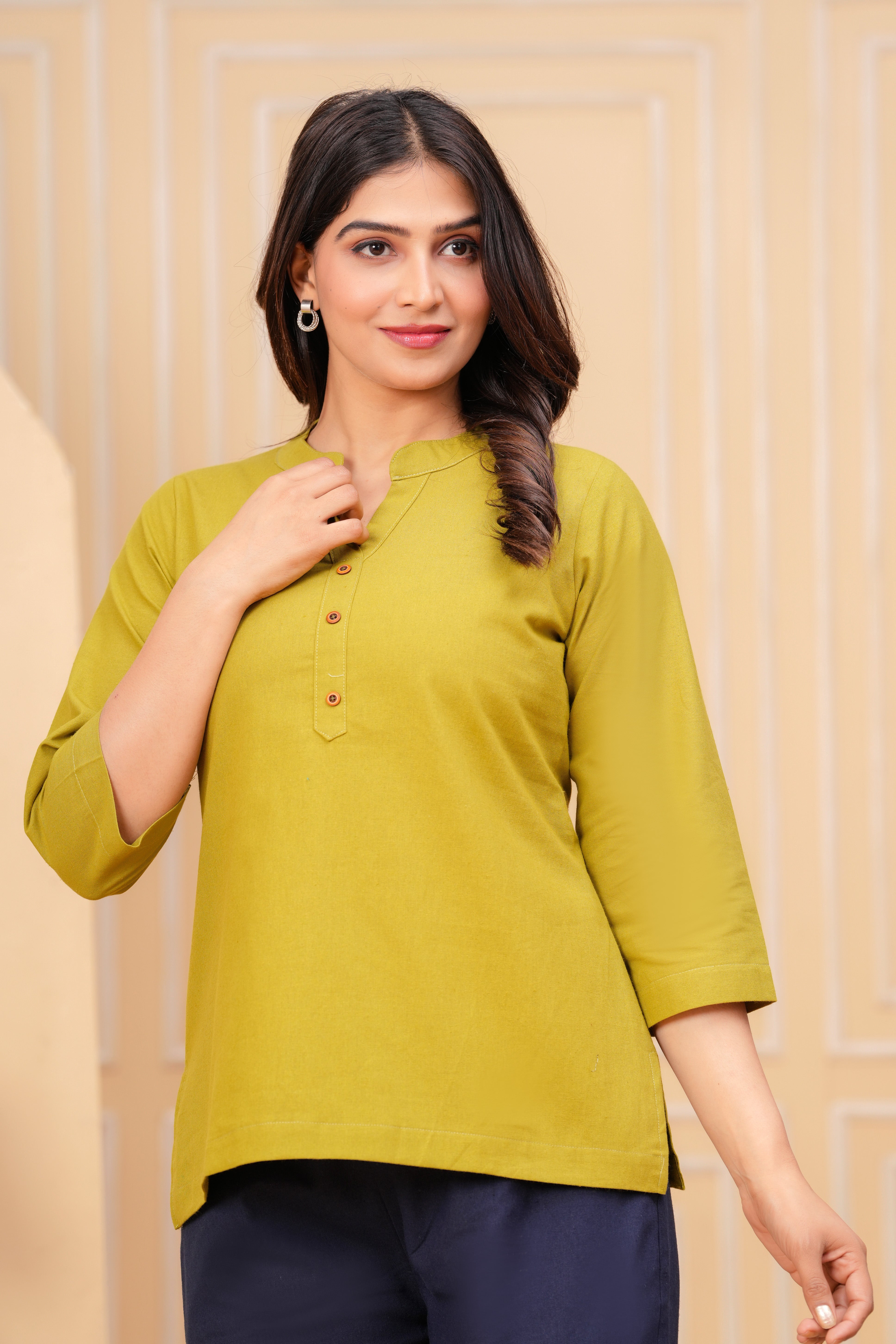 Linen Solid Short Kurta