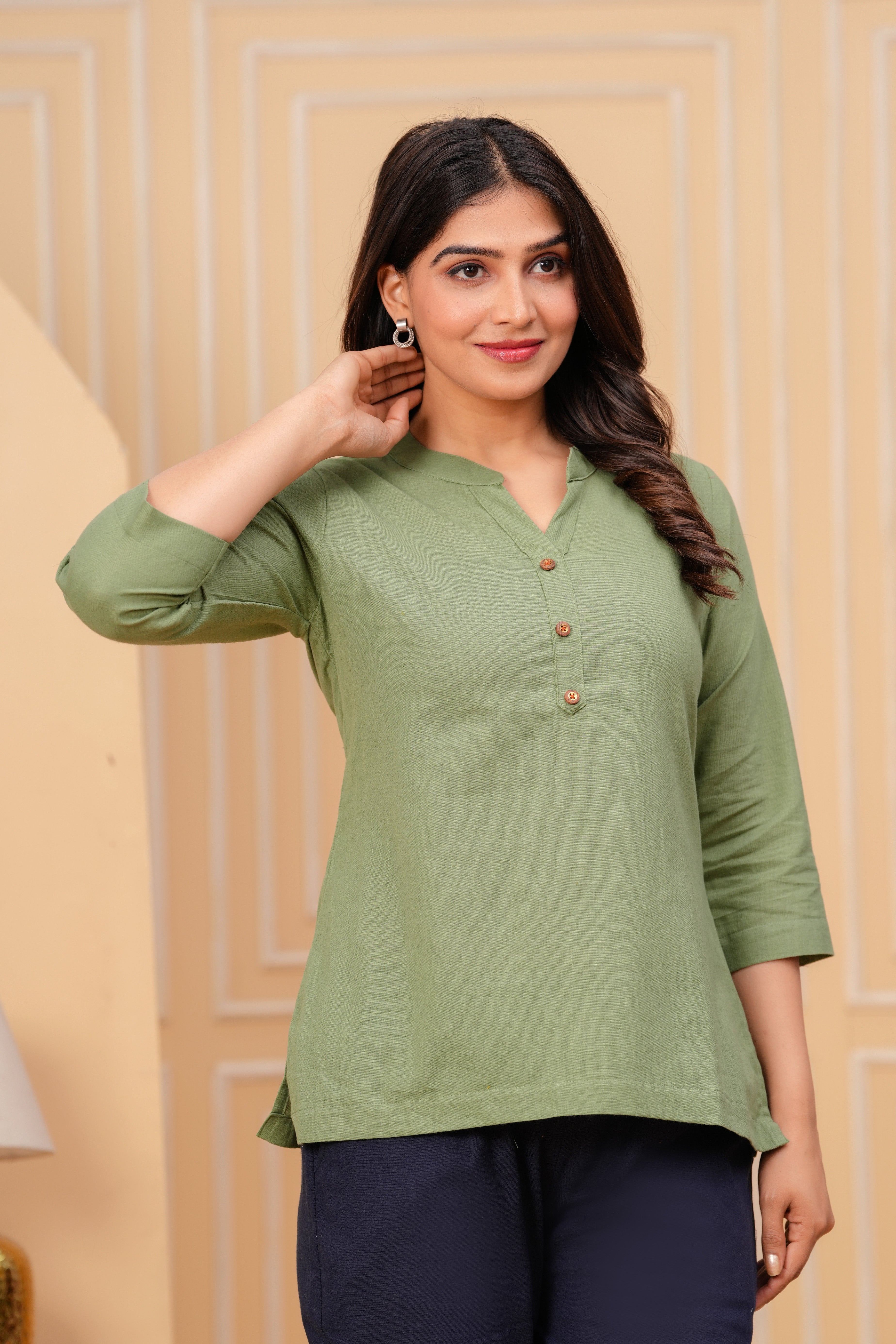 Linen Solid Short Kurta