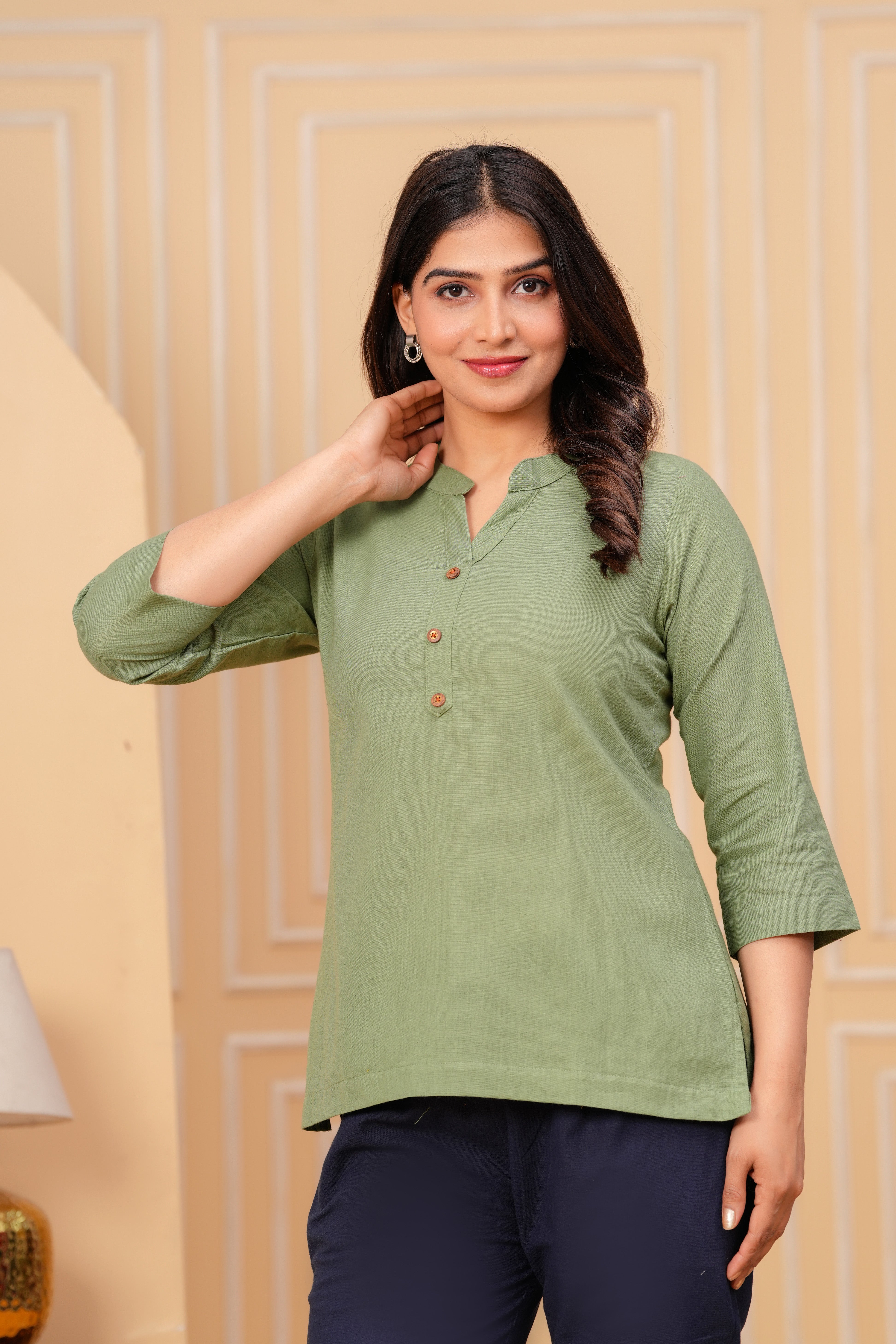 Linen Solid Short Kurta