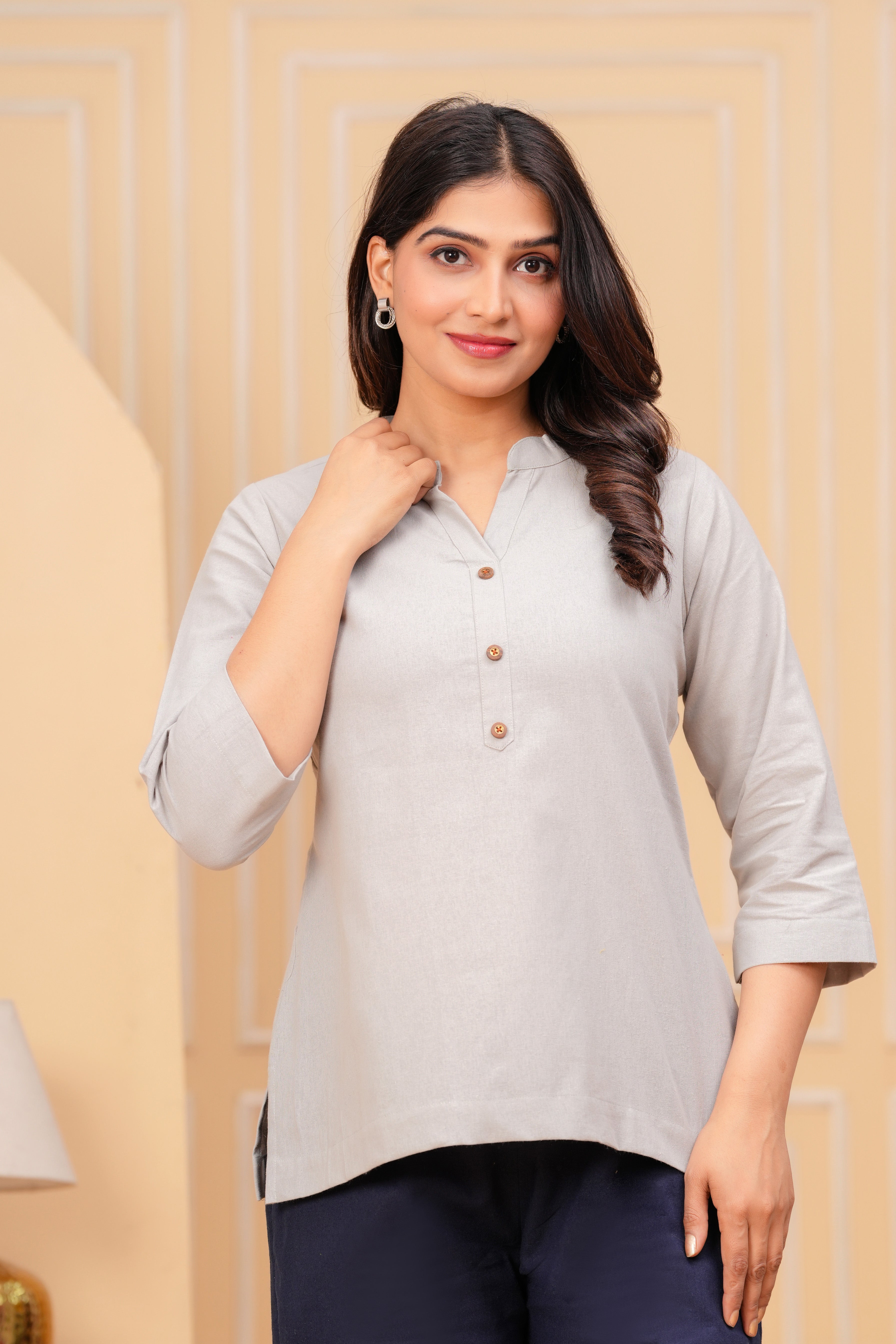 Linen Solid Short Kurta