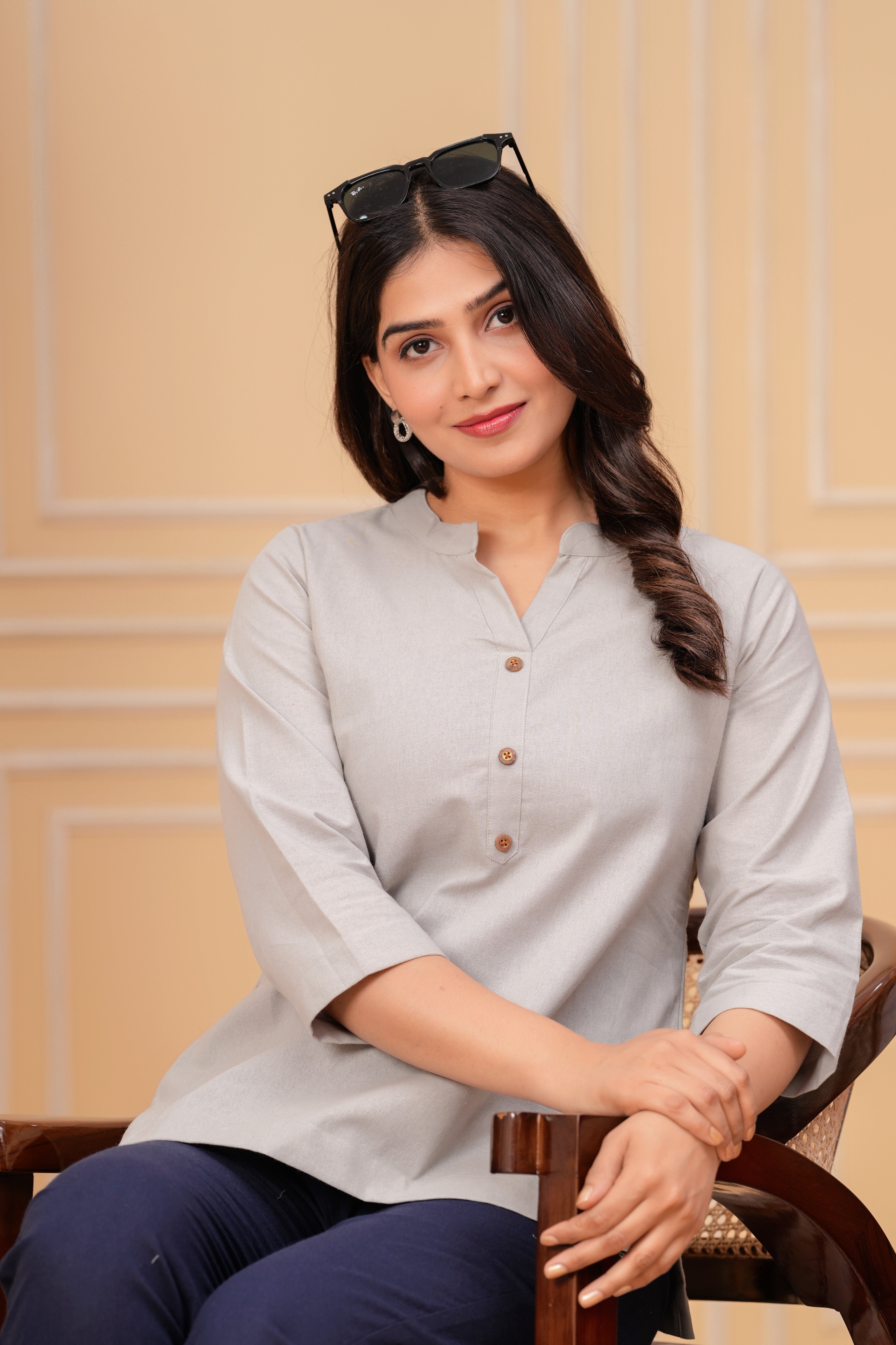 Linen Solid Short Kurta