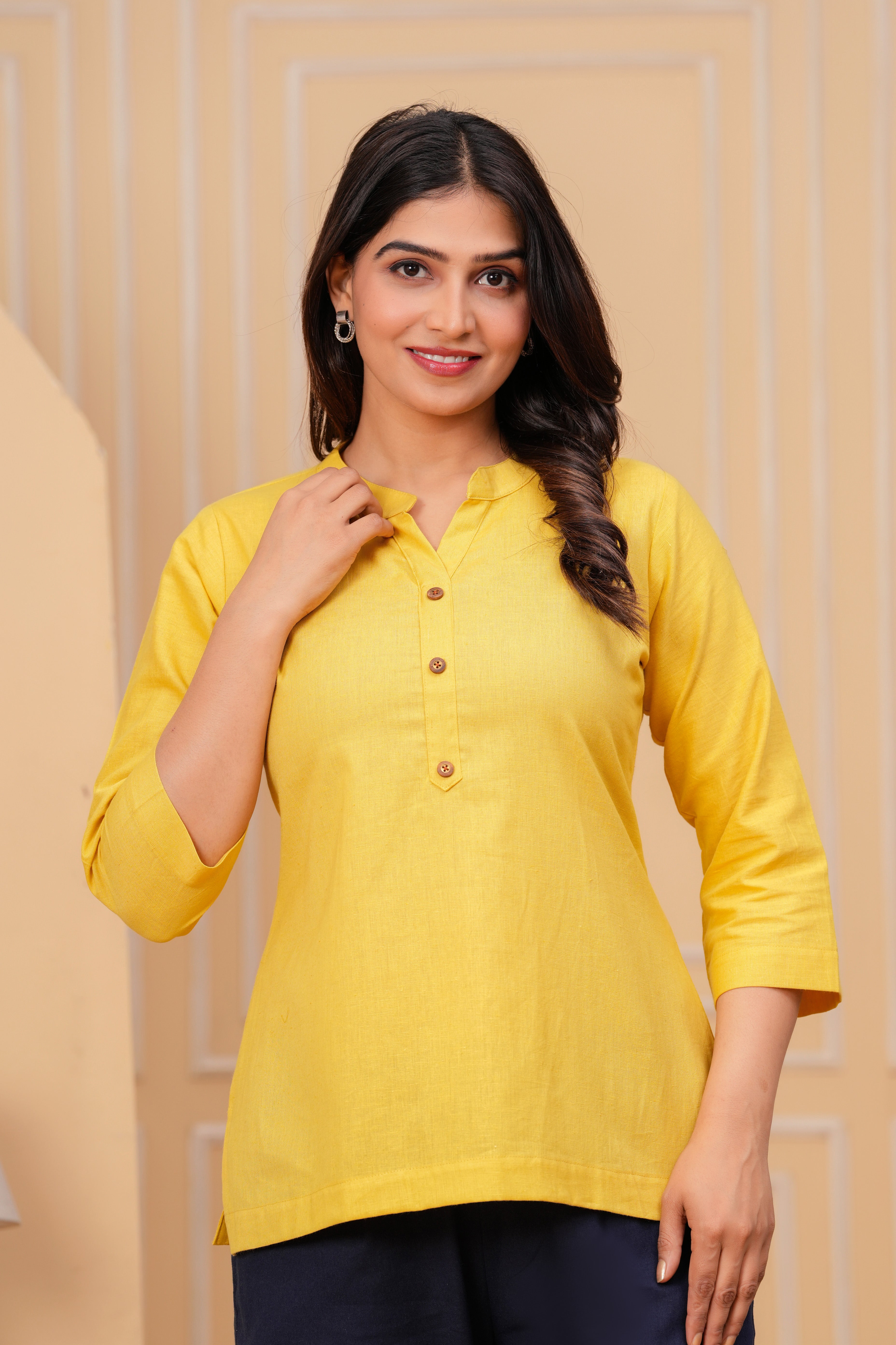 Linen Solid Short Kurta