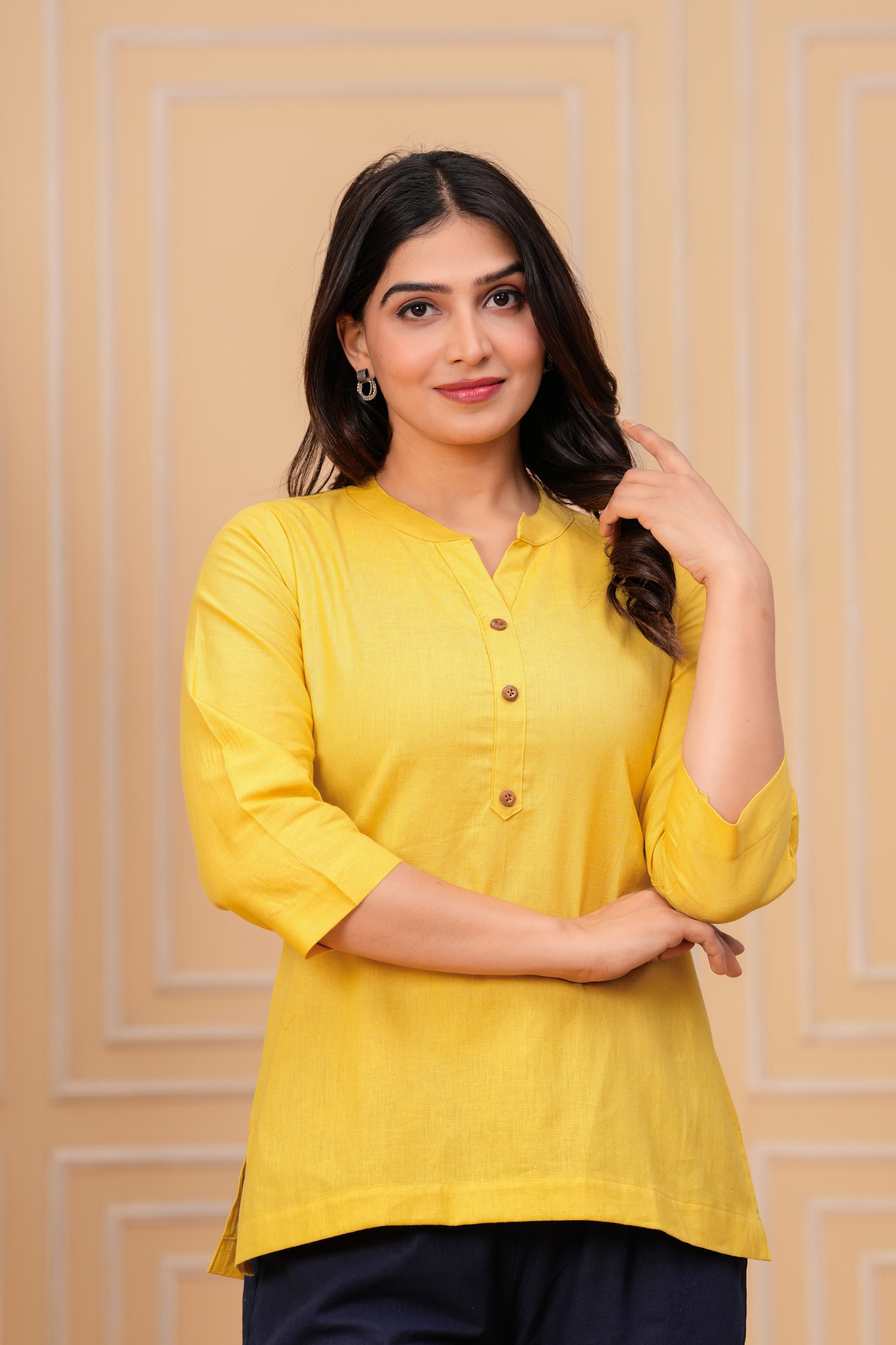 Linen Solid Short Kurta