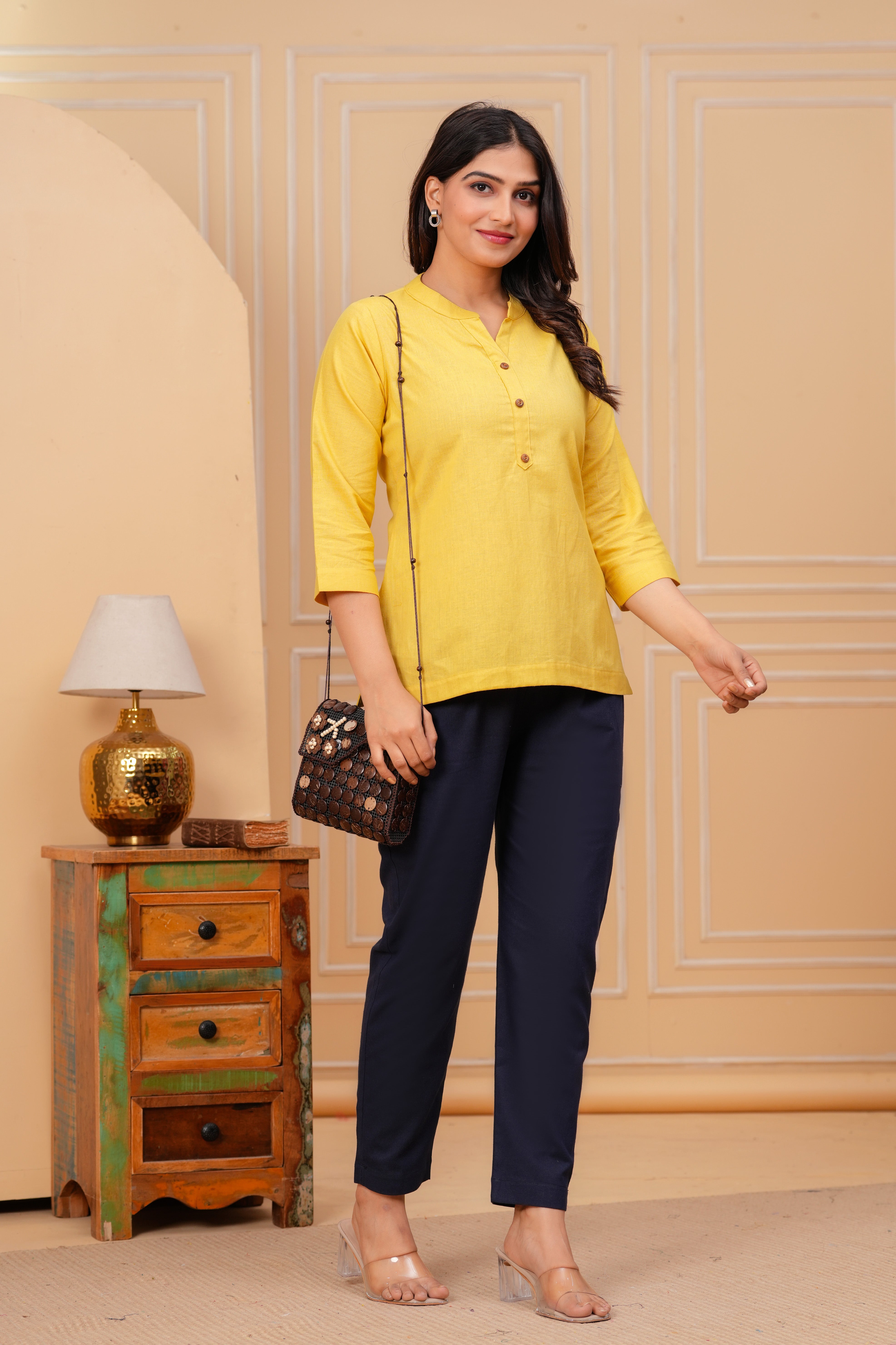 Linen Solid Short Kurta