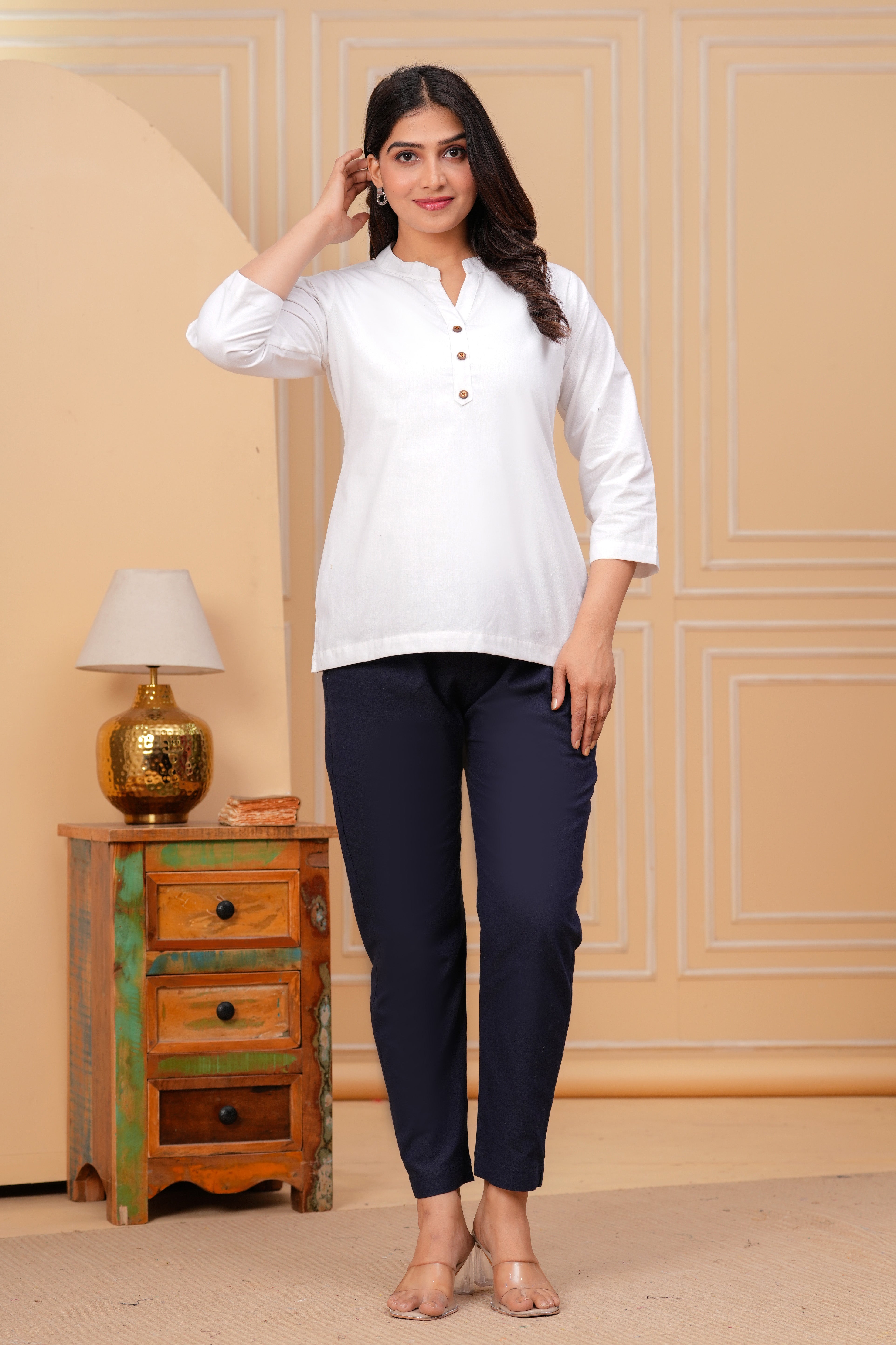 Linen Solid Short Kurta