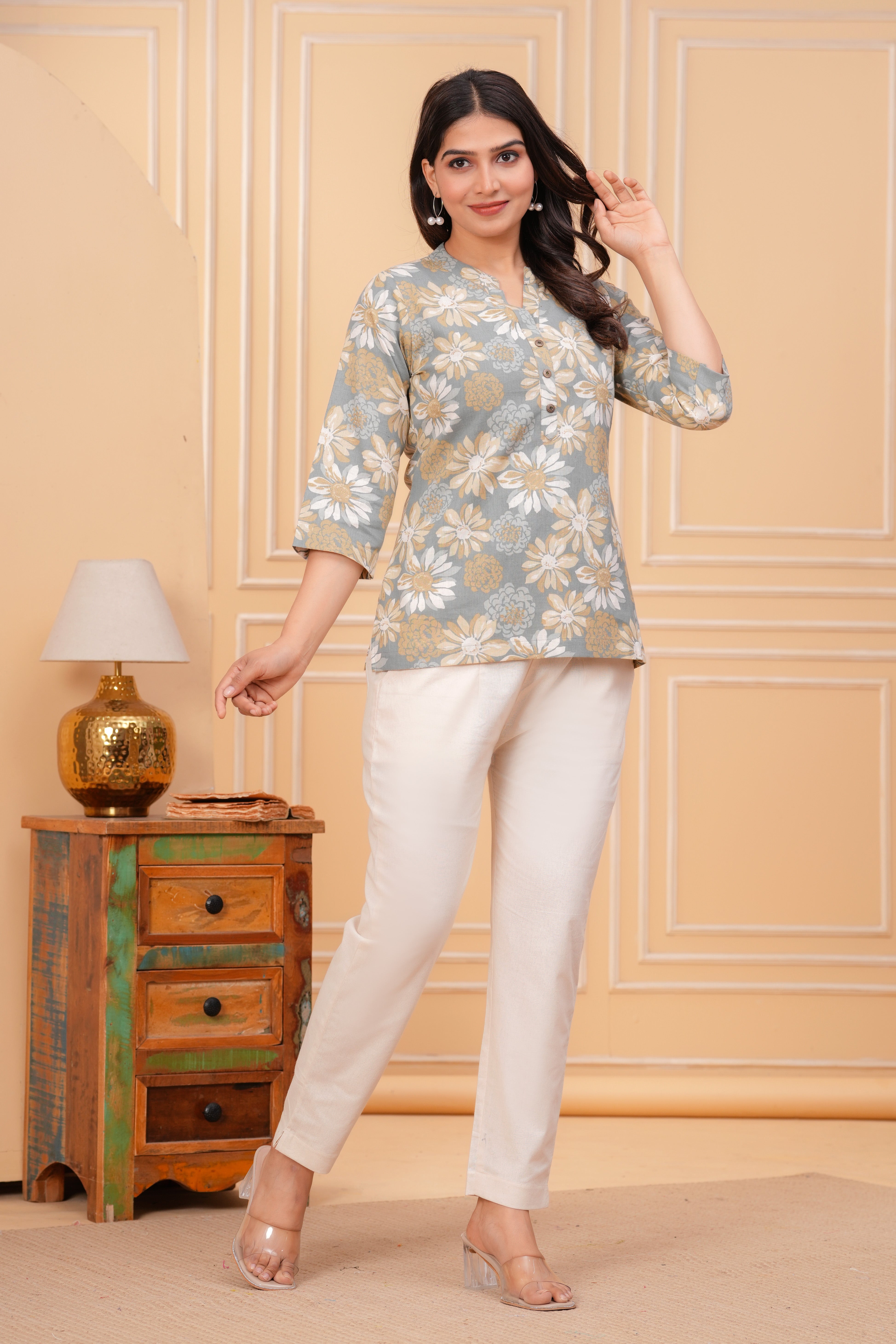 Printed Linen Short Kurti