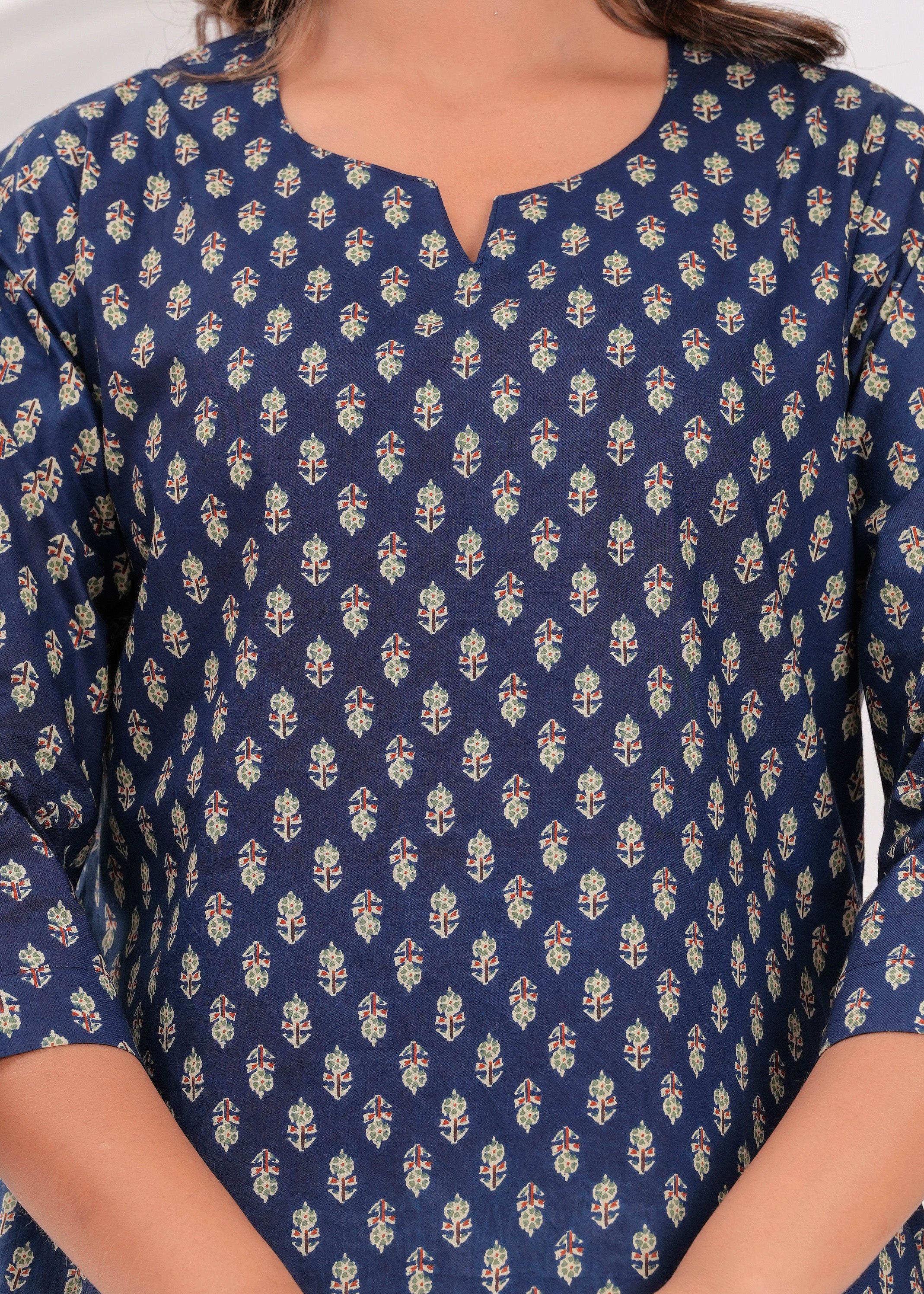 Royal Indigo Printed Cotton Top
