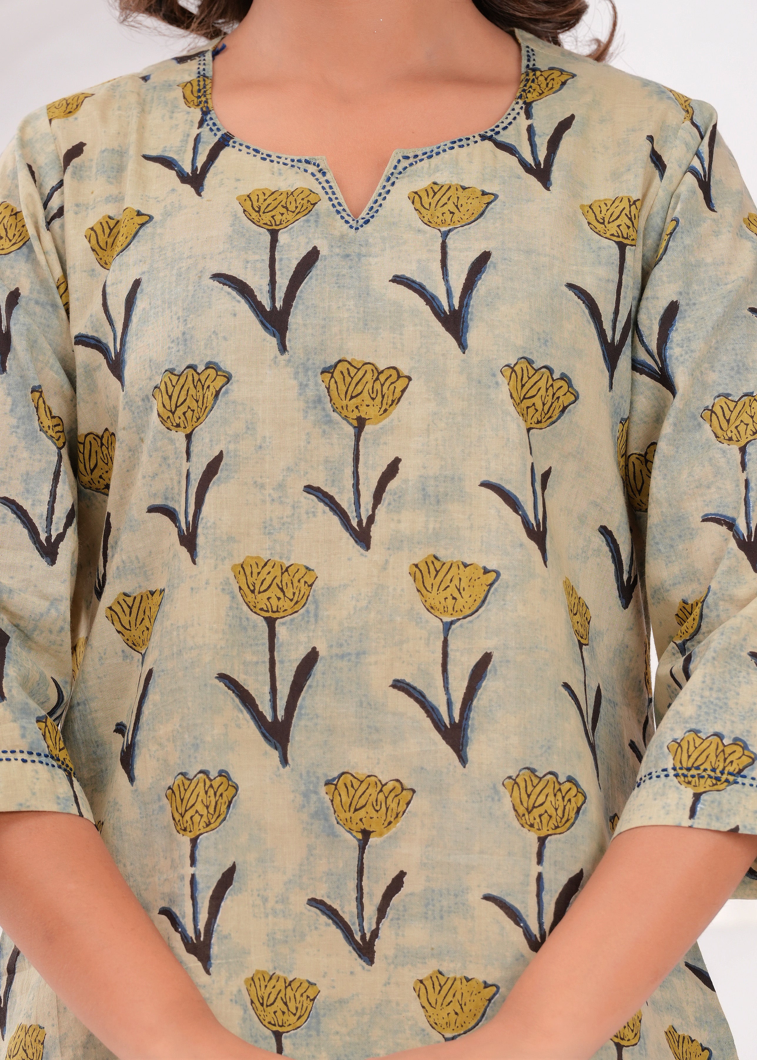 Ivory Printed Cotton Top