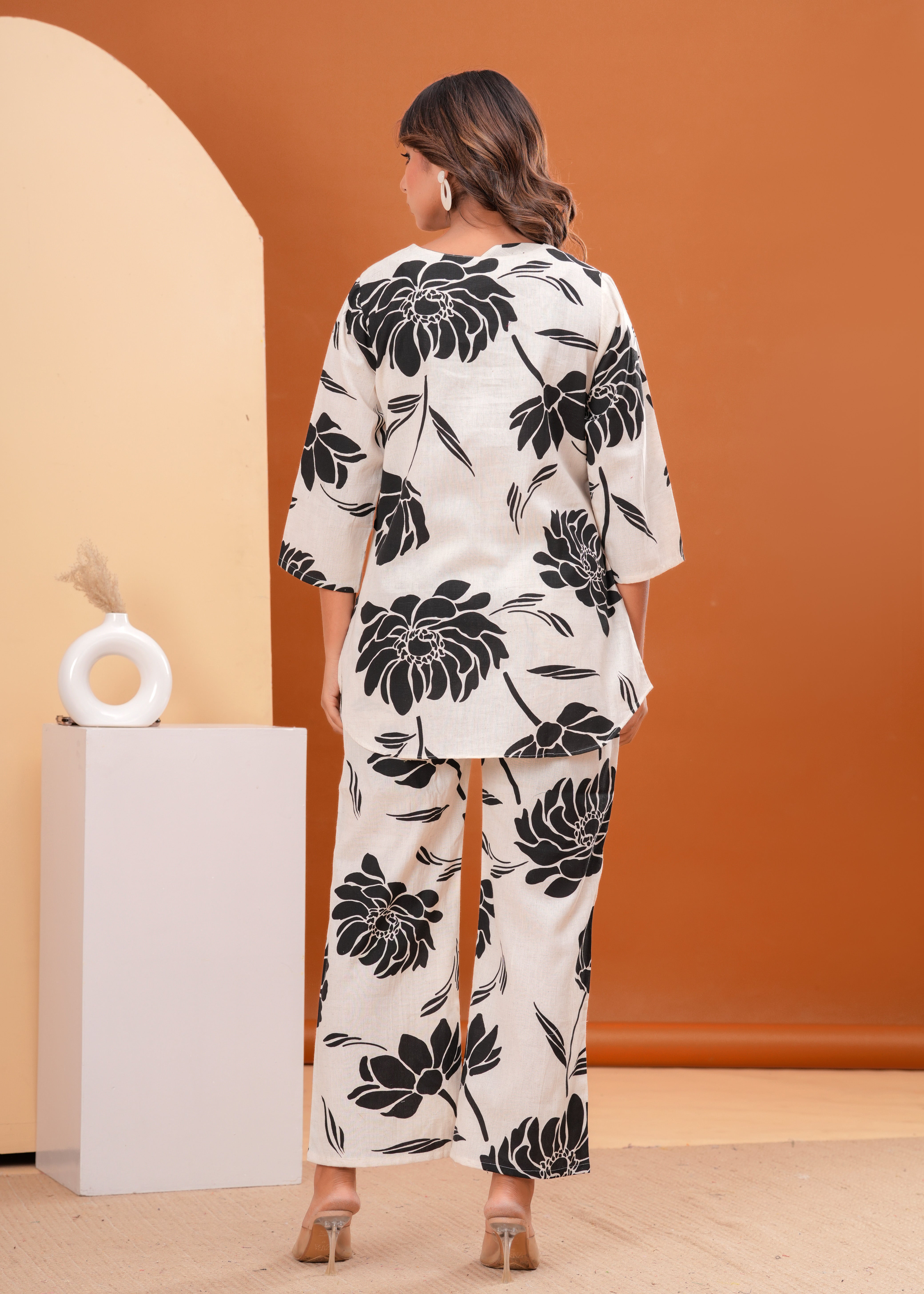 Black & White Monochrome Linen Cotton Co-ord Set