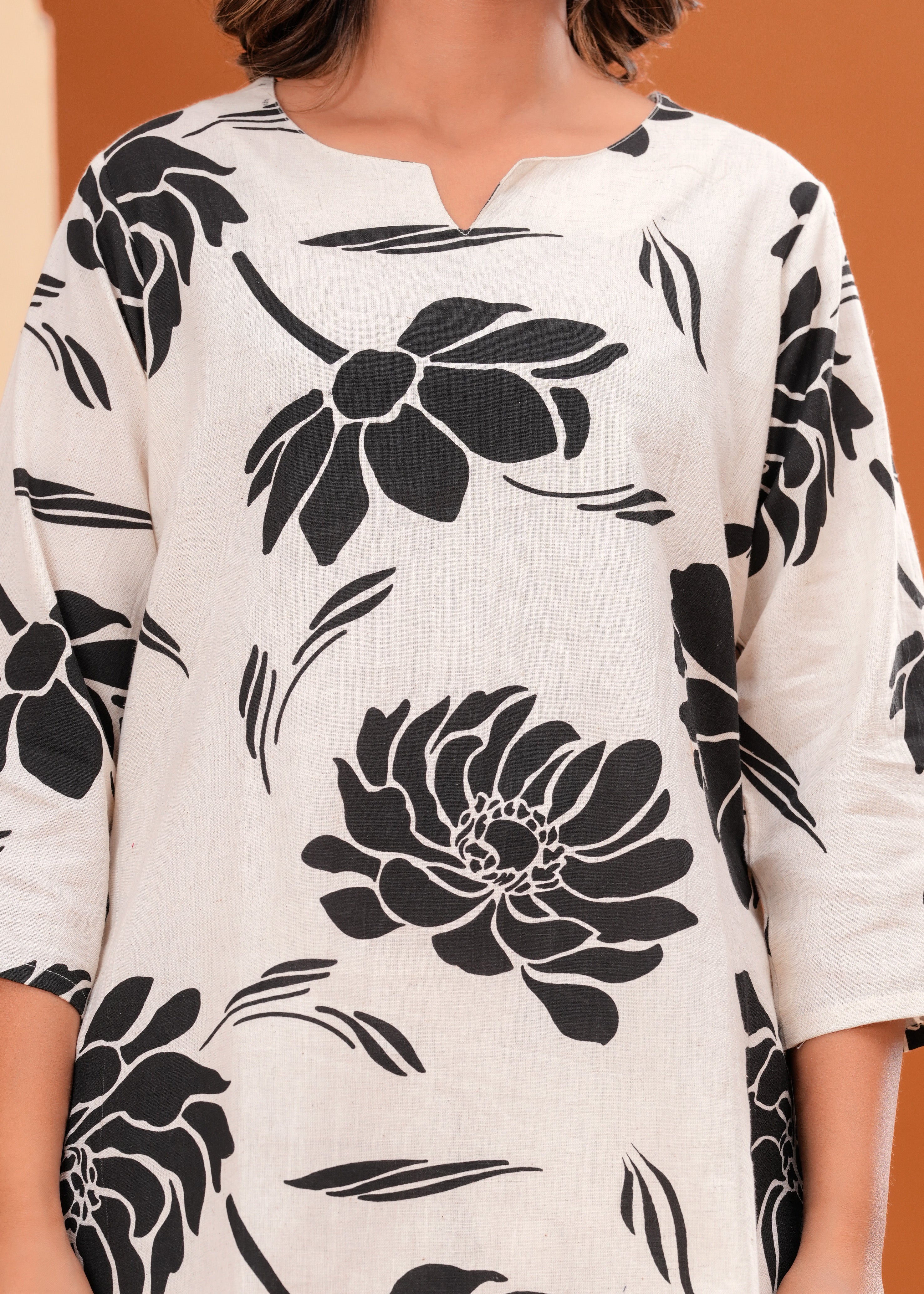 Black & White Monochrome Linen Cotton Co-ord Set