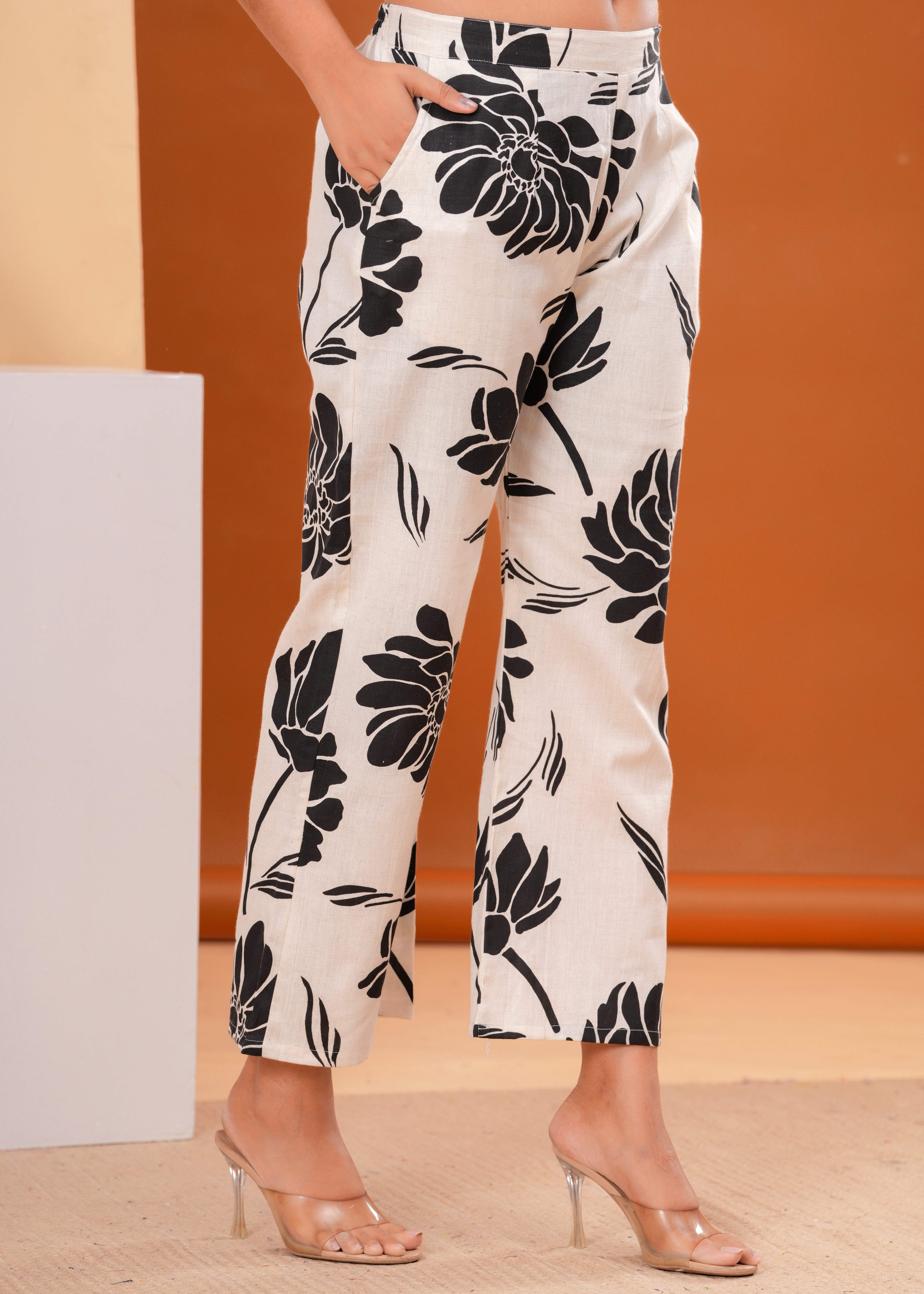 Black & White Monochrome Linen Cotton Co-ord Set