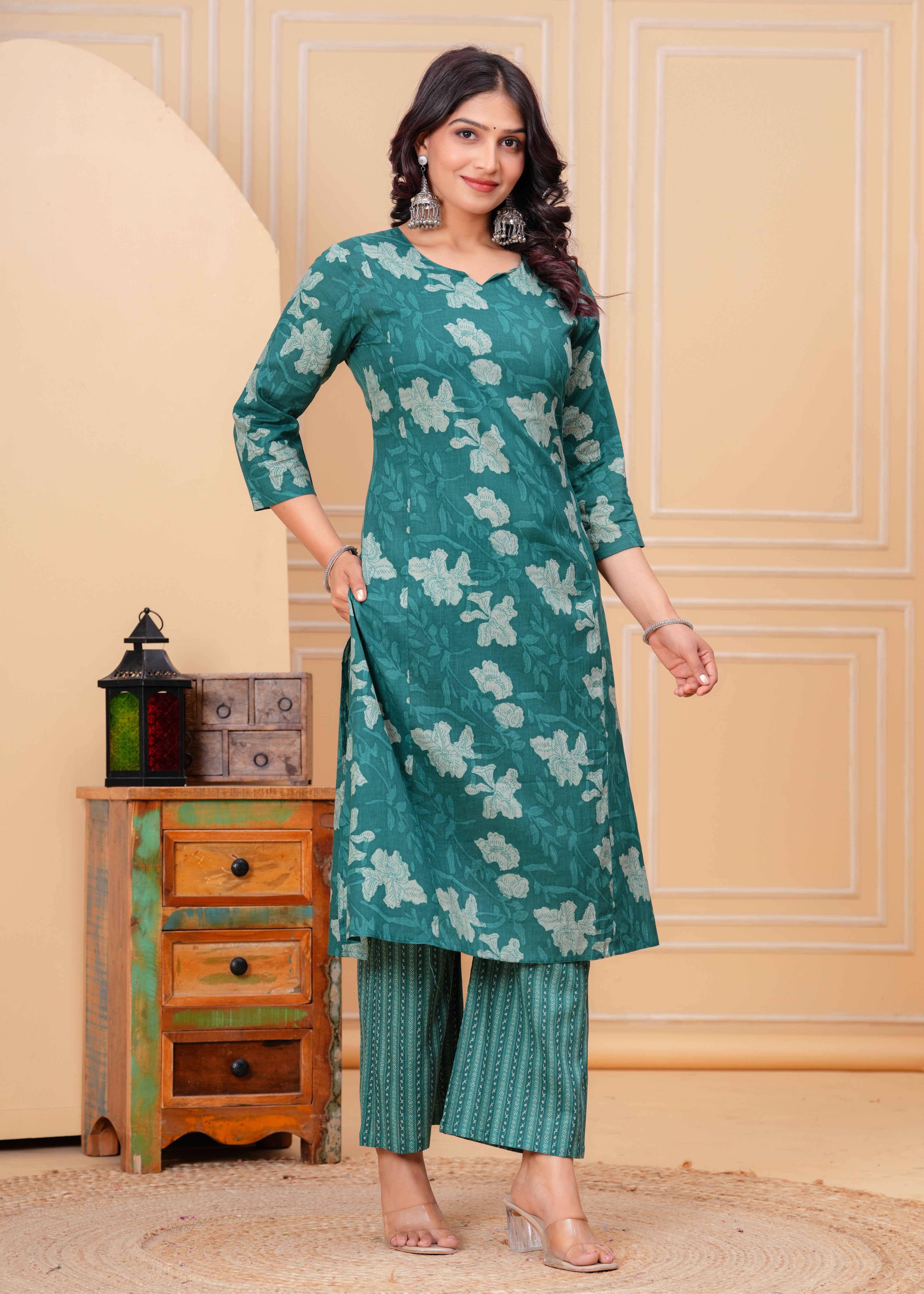 Emerald Green Cotton Kurta Set