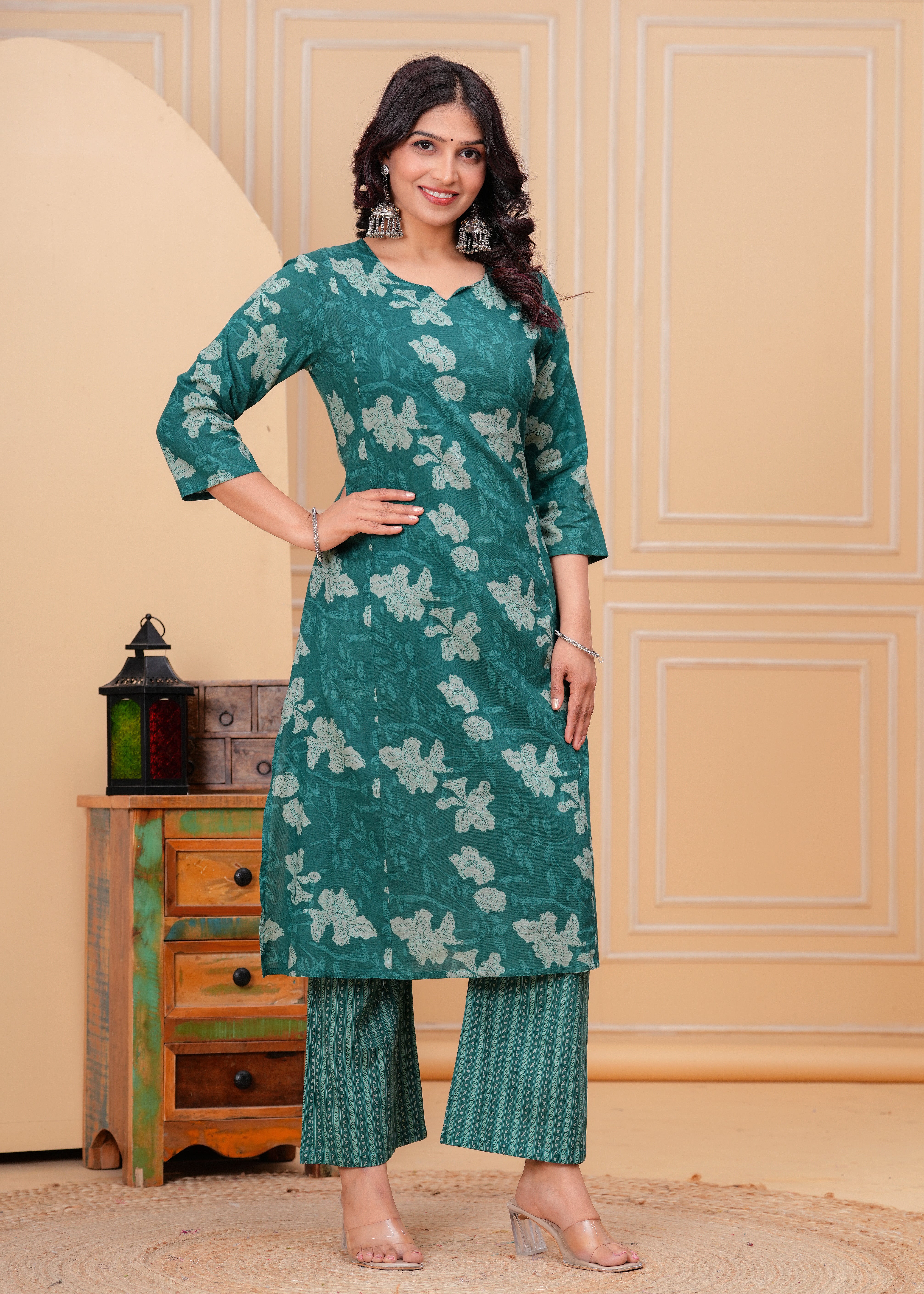 Emerald Green Cotton Kurta Set