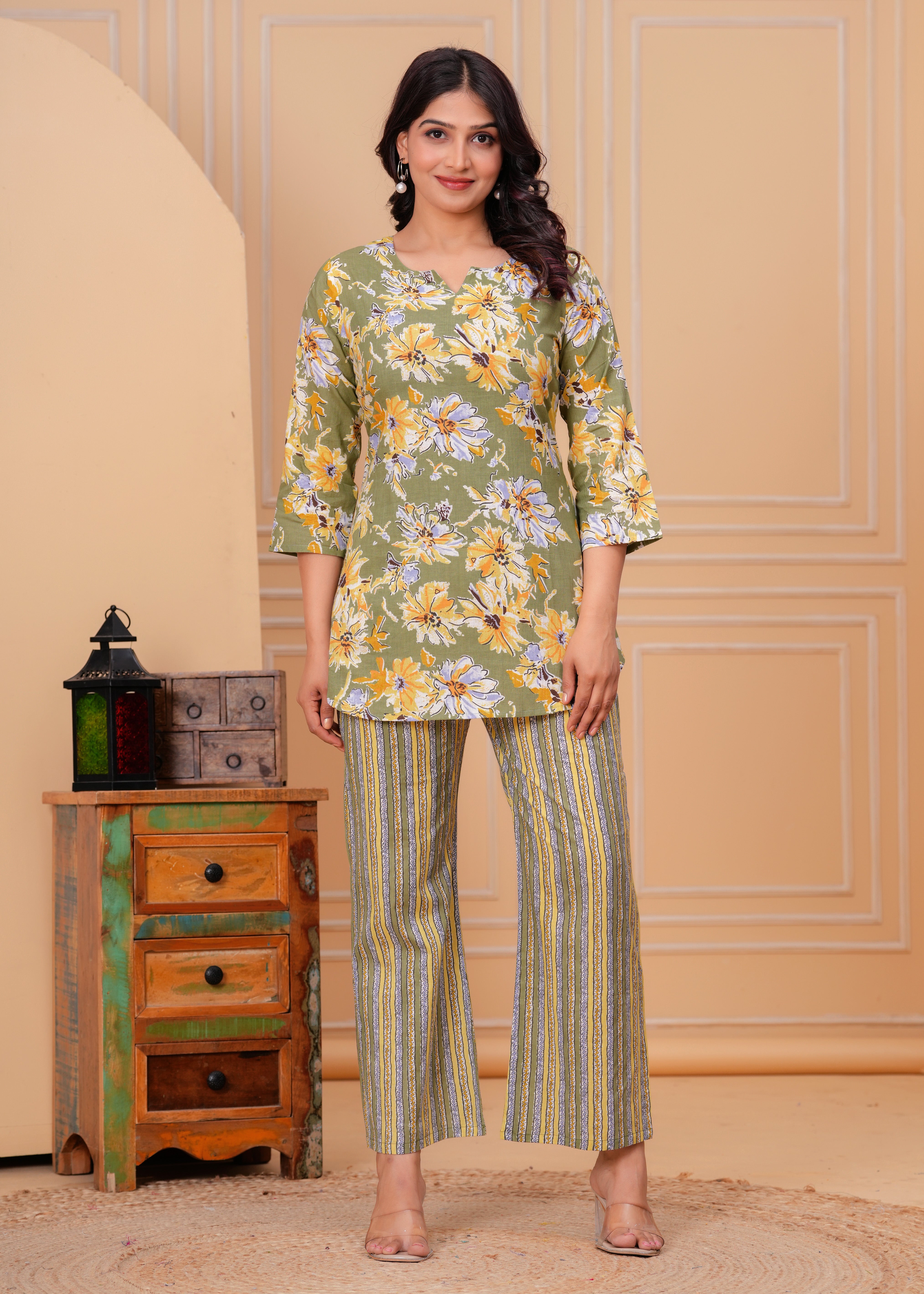 Blooming Green Floral Cotton Printed Co-ord Set