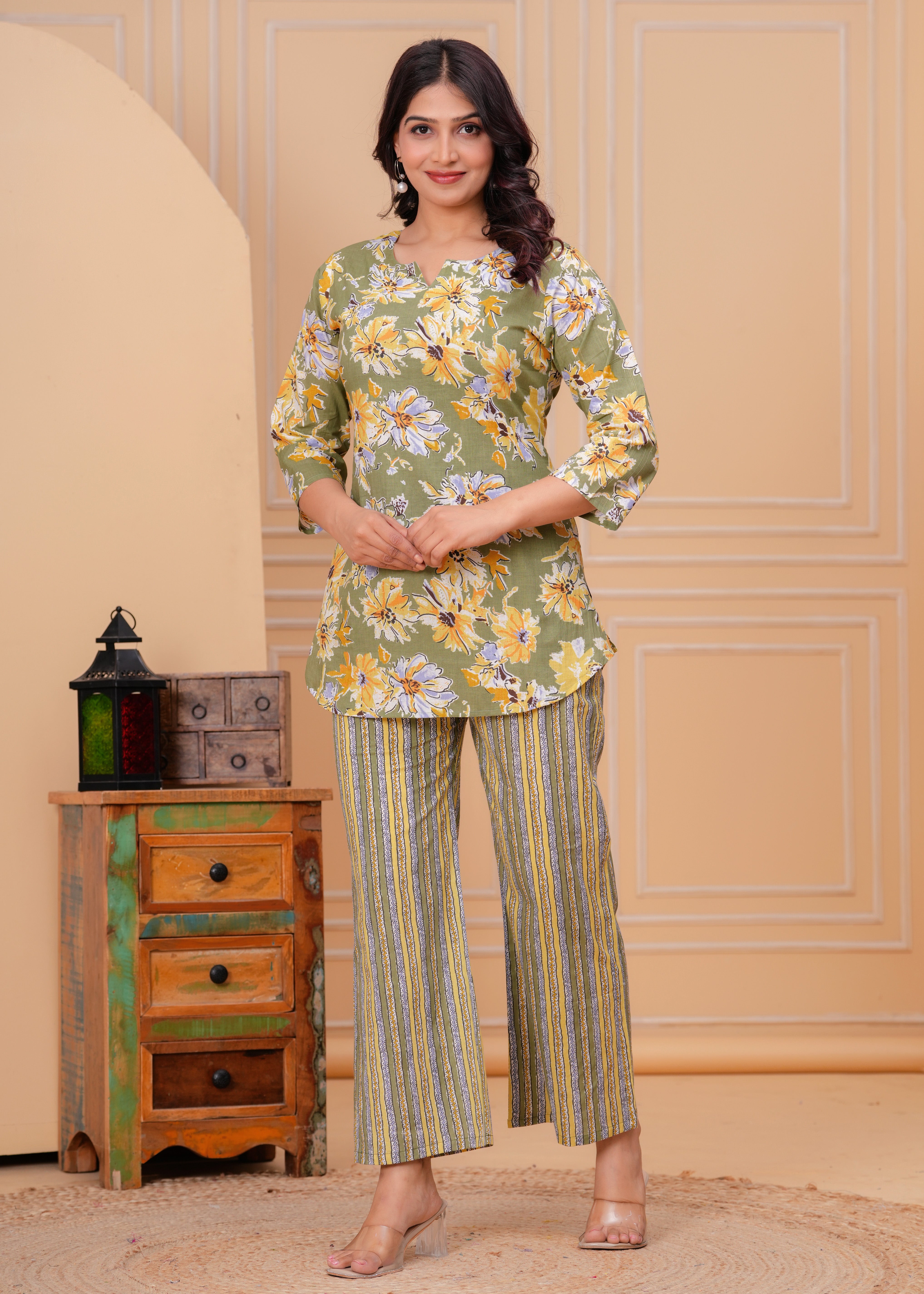 Blooming Green Floral Cotton Printed Co-ord Set