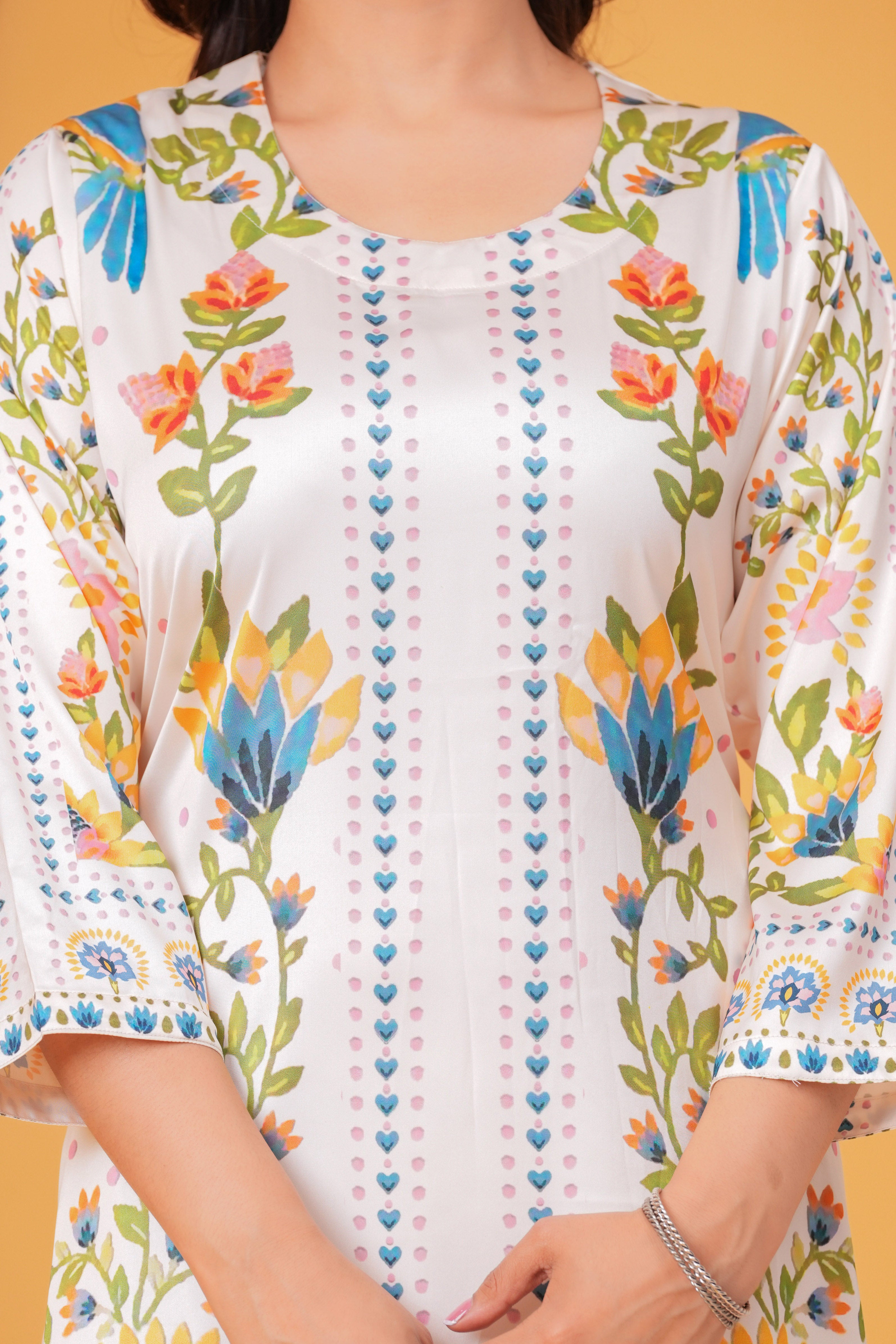 Kaaya Collection – Pure Crape Floral Printed Kurta Set for Women
