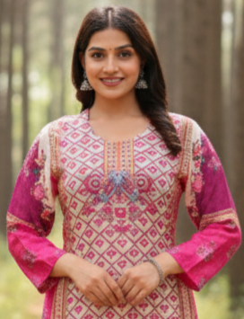 Sanjh Collection Pure Muslin Printed Kurta Set – Timeless Evening Elegance