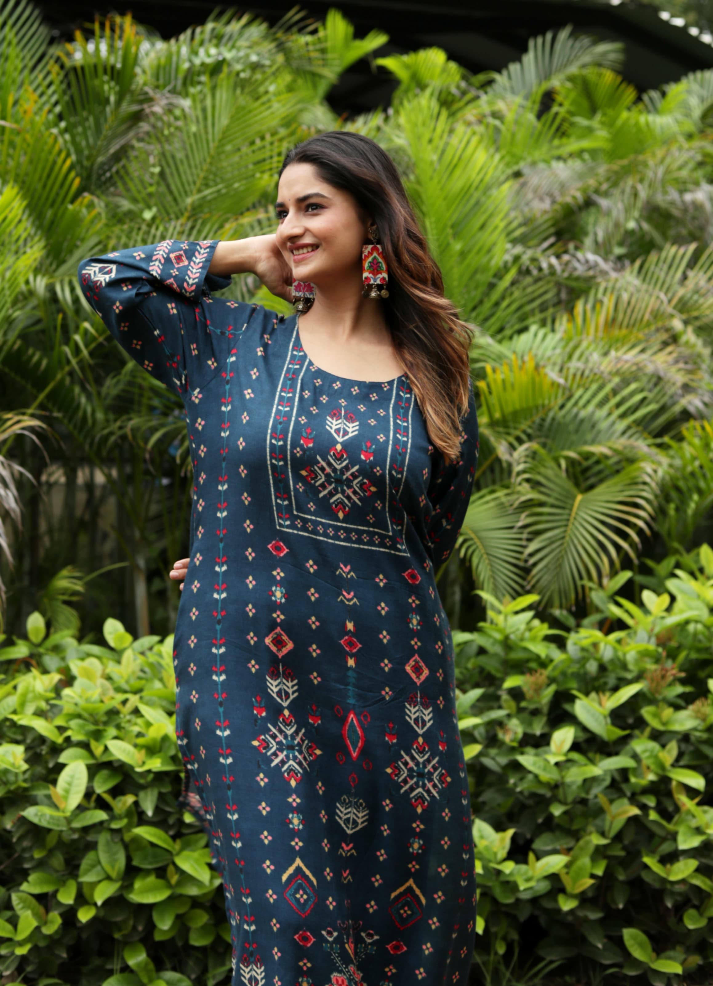 Sanjh Midnight Deep Teal Blue Pure Muslin Co-ord Set/ Pant Set