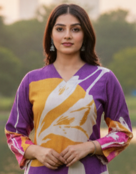 Sanjh Collection Pure Muslin Printed Kurta Set – Timeless Evening Elegance