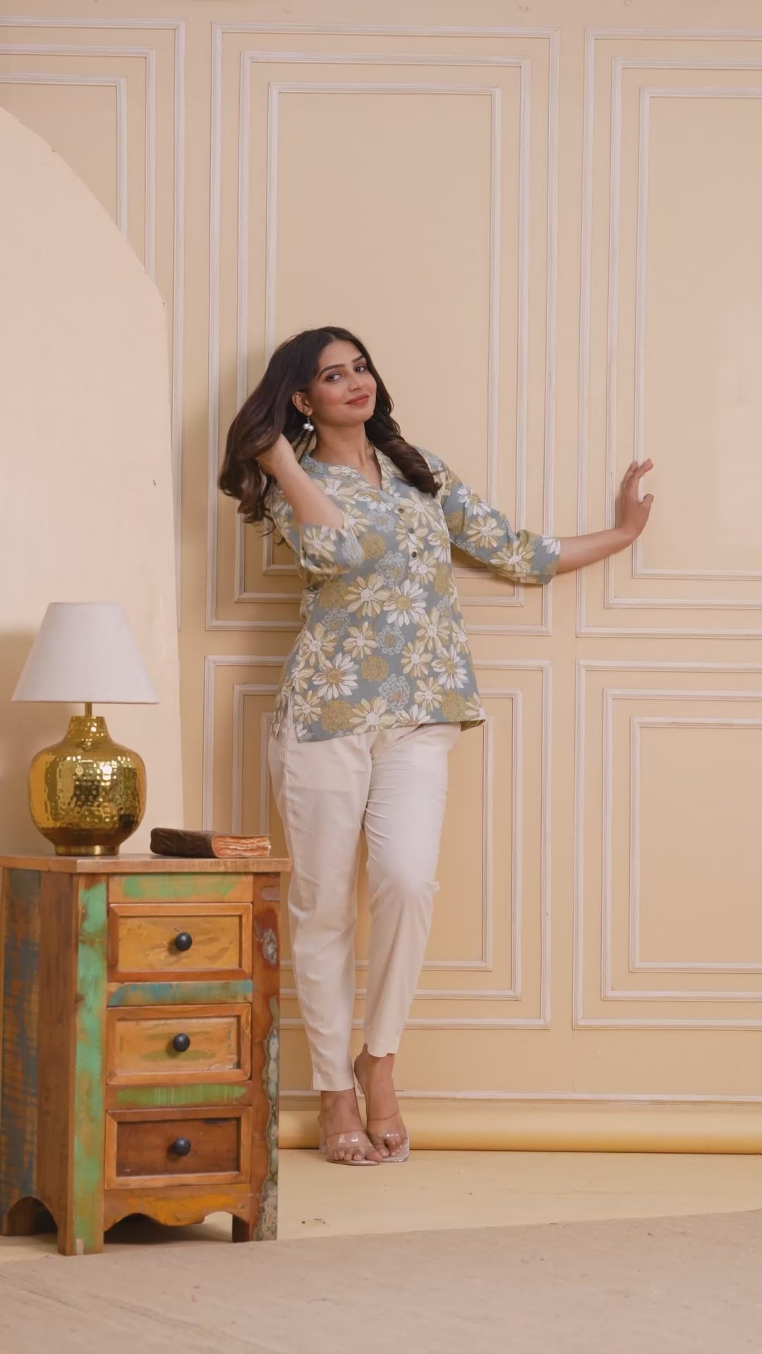 Printed Linen Short Kurti