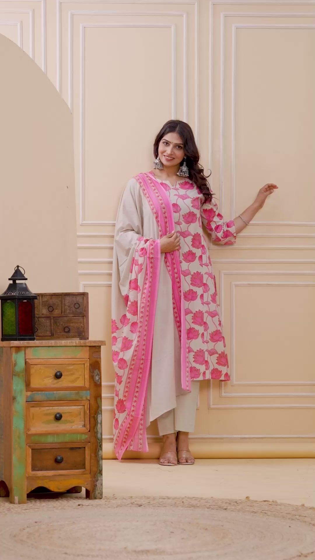 Blush Pink Cotton Dupatta Set