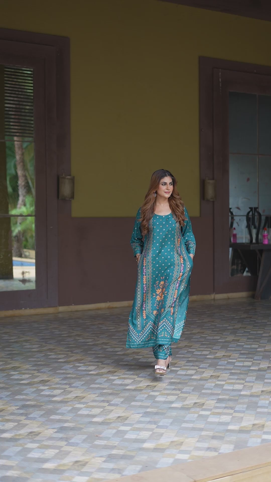 Sanjh Teal Pure Muslin Co-ord Set /Pant Set