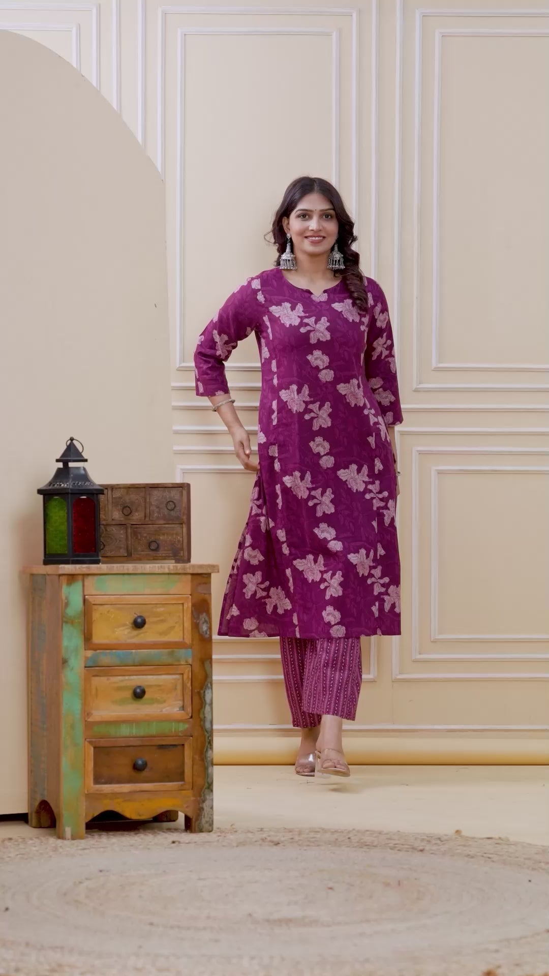 Plum Cotton Kurta Set