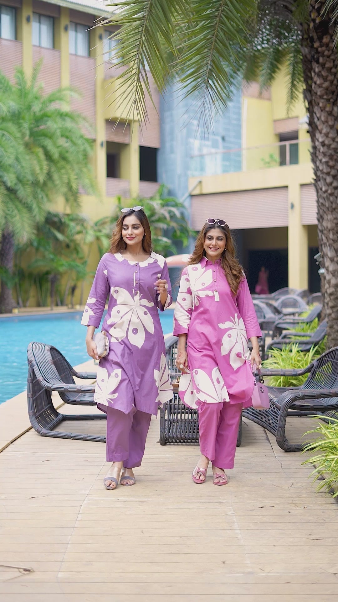 Gulnaar Bloom Pink Co-ord Set in 100% Cotton – Kurta & Straight Pants for Women